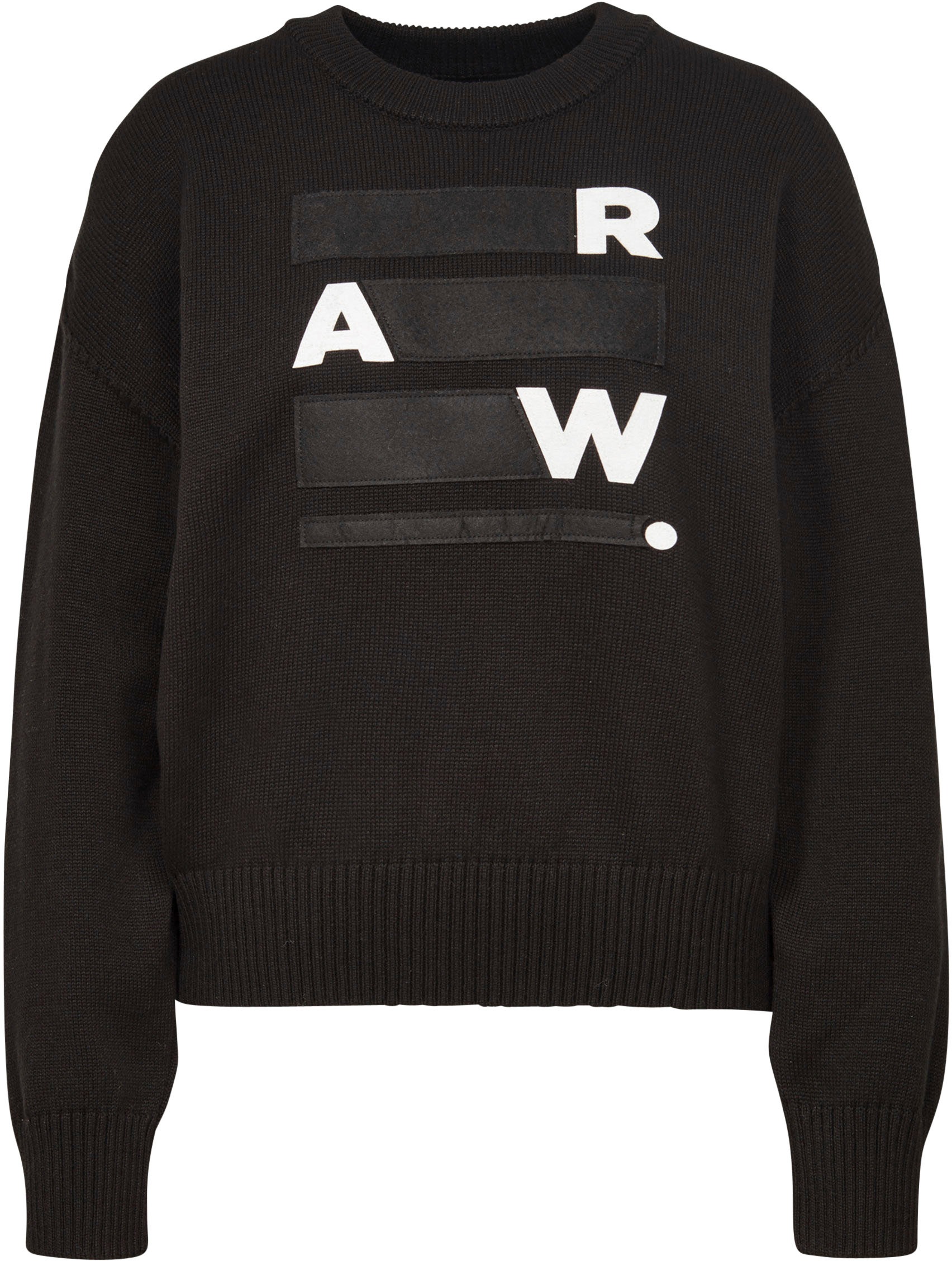 G Star Raw Sweatshirt Raw Space Gr Bf R Knit Mit Grosser Logo Applikation Vorne Baur