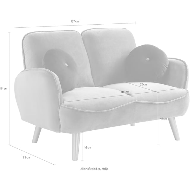 ATLANTIC home collection 2-Sitzer, mit Welleunterfederung,inkl. 2  Dekokissen, goldenen Massivholzfüßen | BAUR