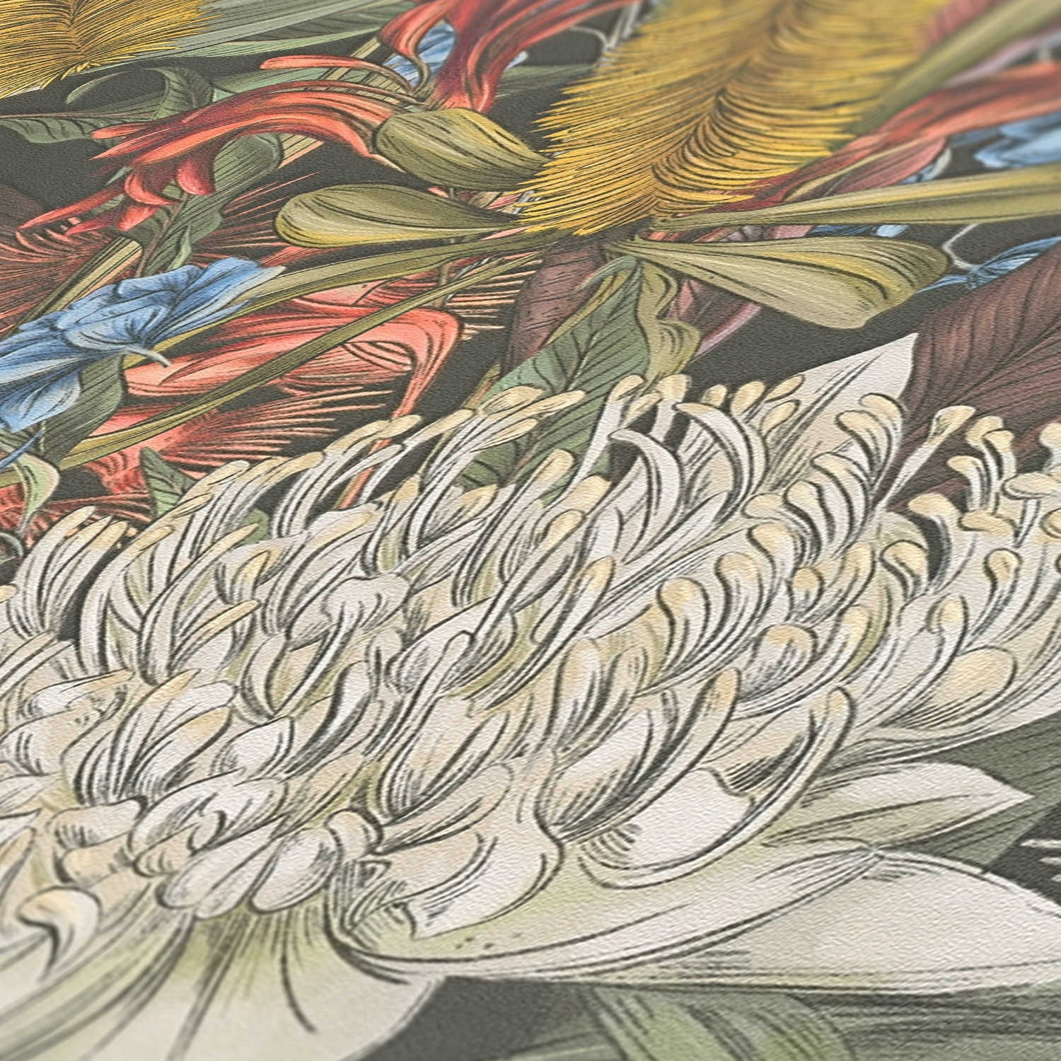 living walls Vliestapete »Drawn Into Nature Blumen-Tapete Mustertapete Pflanzen Natur« matt strukturiert Vliestapete Blümchen für Schlafzimmer Küche Wohnzimmer Blumen Design