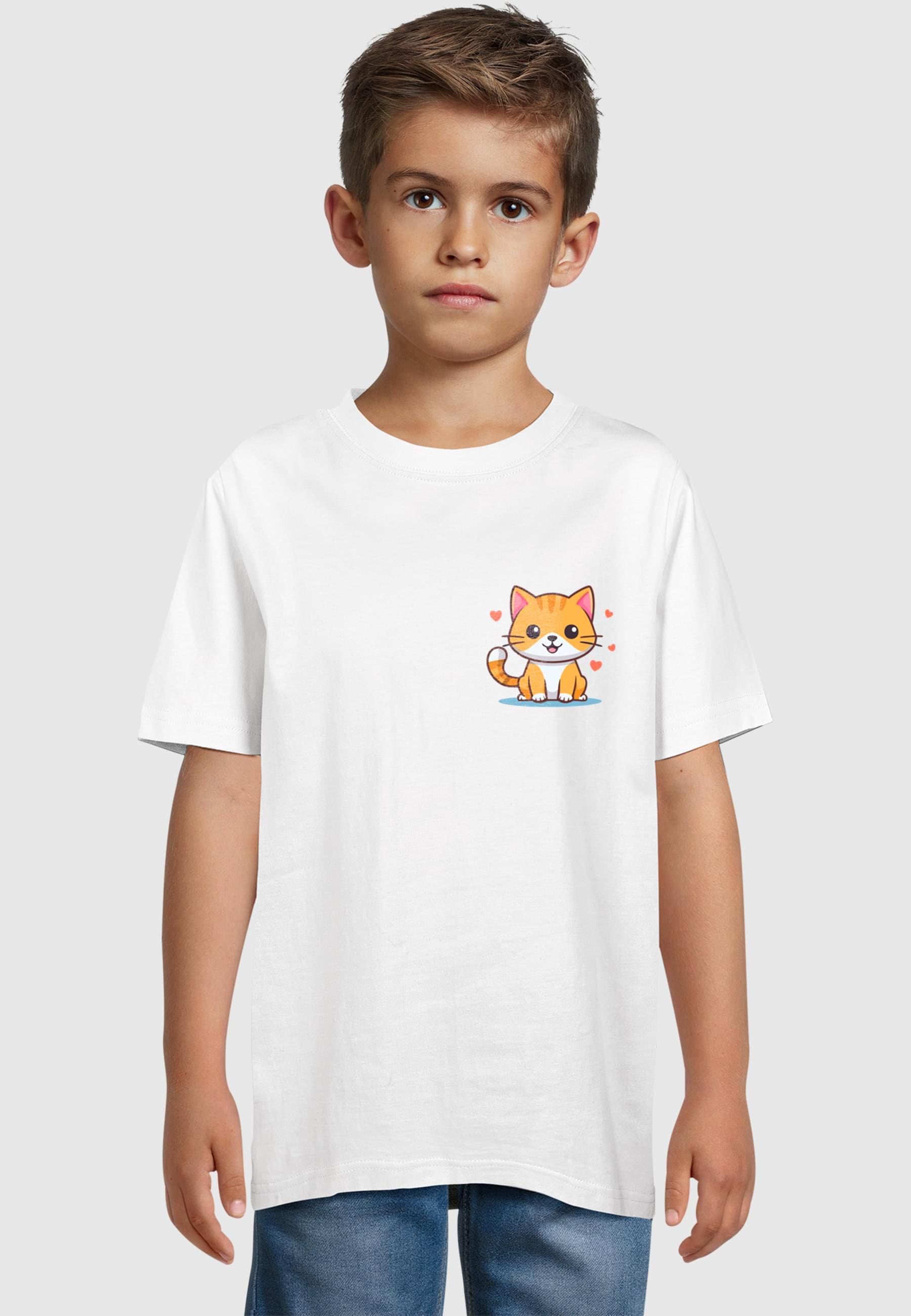 Merchcode T-Shirt »Merchcode Kids Cute Cat - Basic T-Shirt«, (1 tlg.)