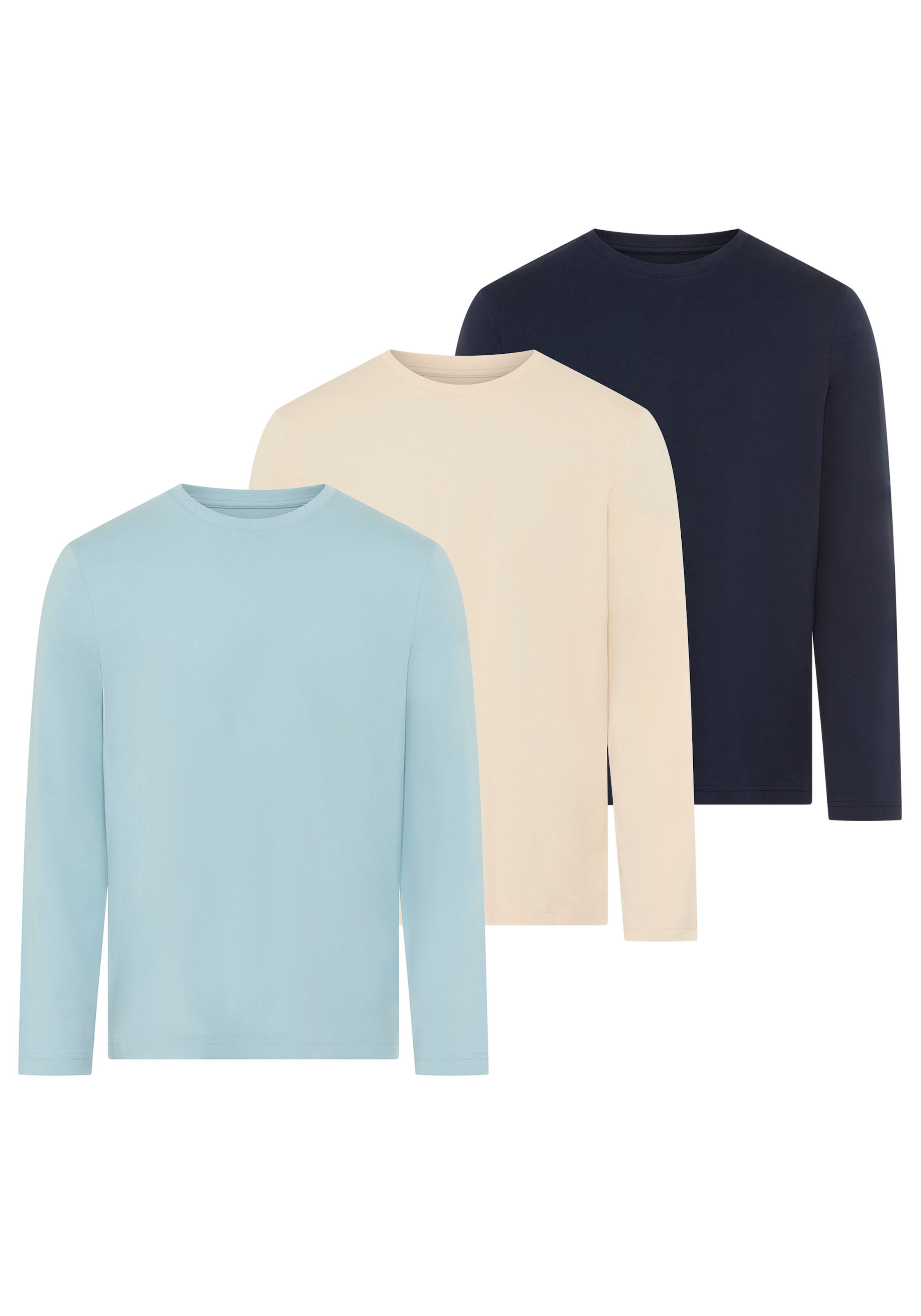 Mans World Langarmshirt "neue Farbe " 3er-Pack, Langarm, unifarben, aus Bau günstig online kaufen