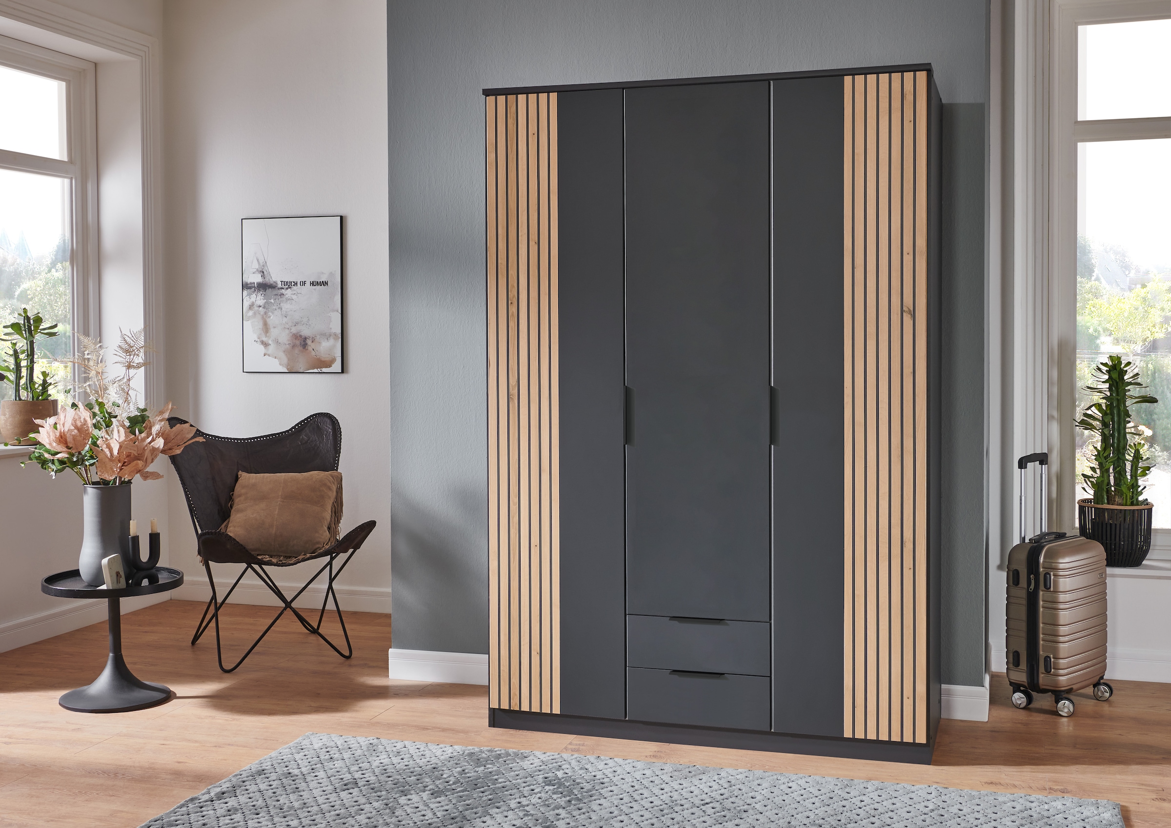 Wimex Drehtürenschrank »Lübeck«, Akustiklamellen Optik, ohne Spiegel, 135 oder 180cm breit