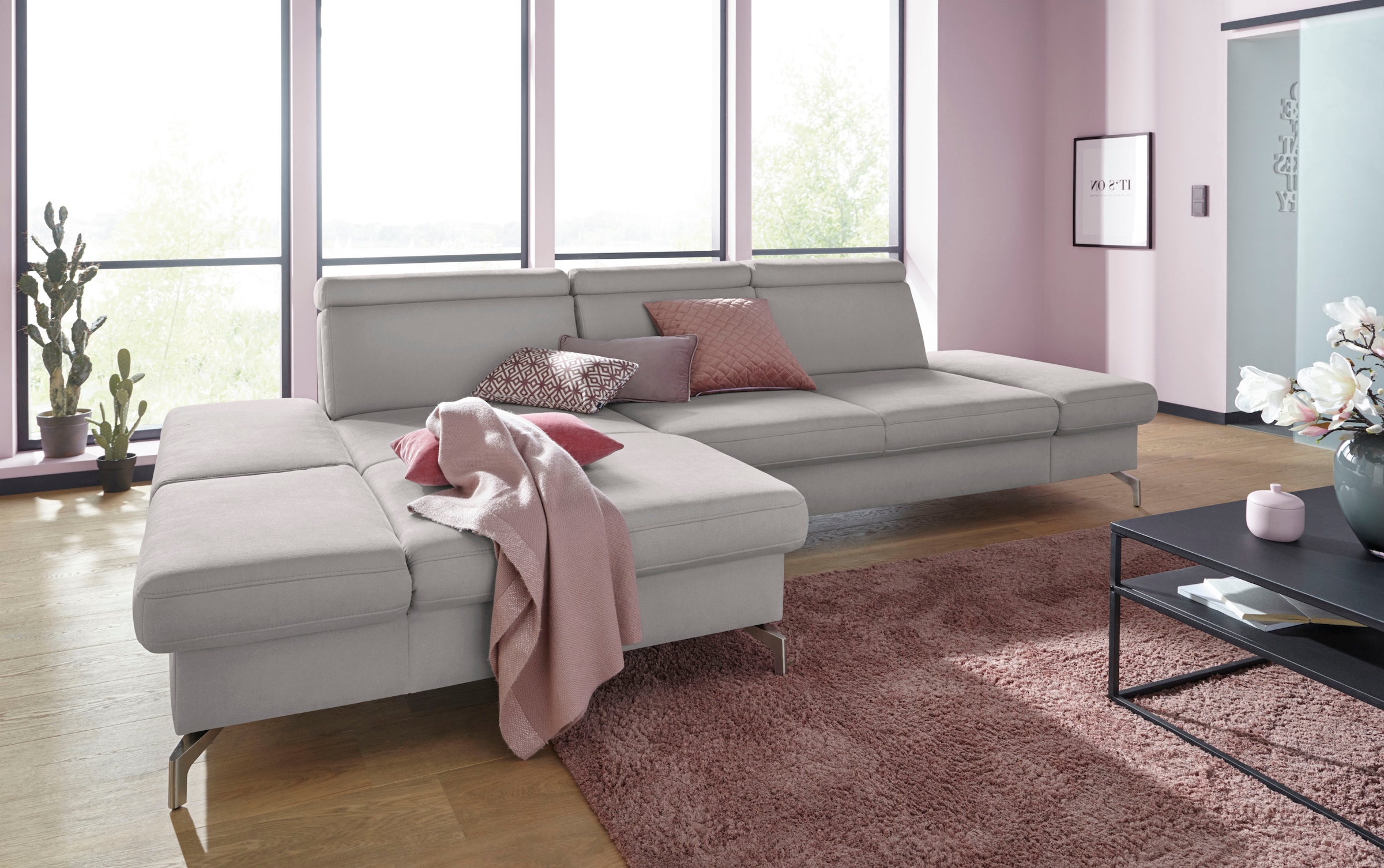 sit&more Ecksofa "Brisbane L-Form", Fußhöhe 12 cm, inklusive Sitztiefen-, A günstig online kaufen