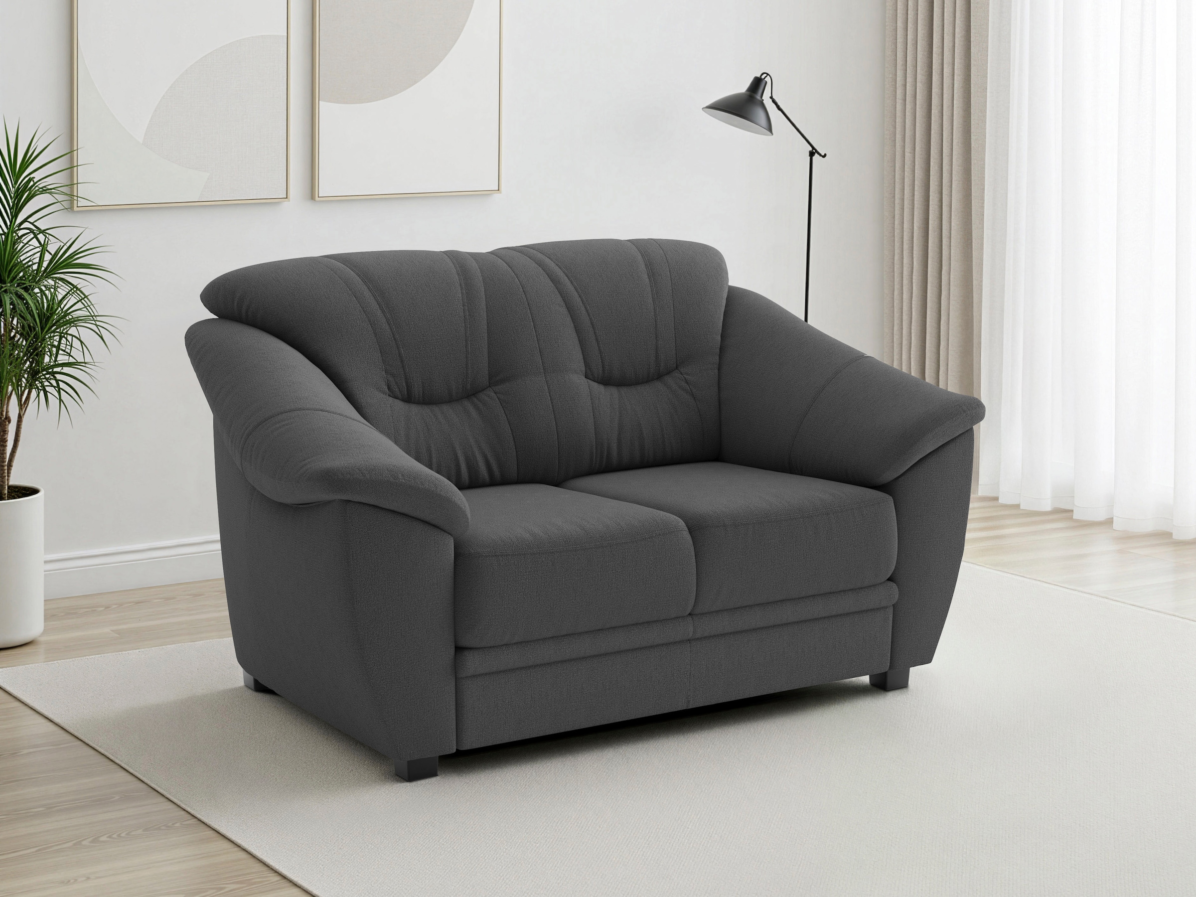 sit&more 2-Sitzer "Savona B: 148cm, Komfort Sitz, große Stoff + Lederauswahl" mit Federkern
