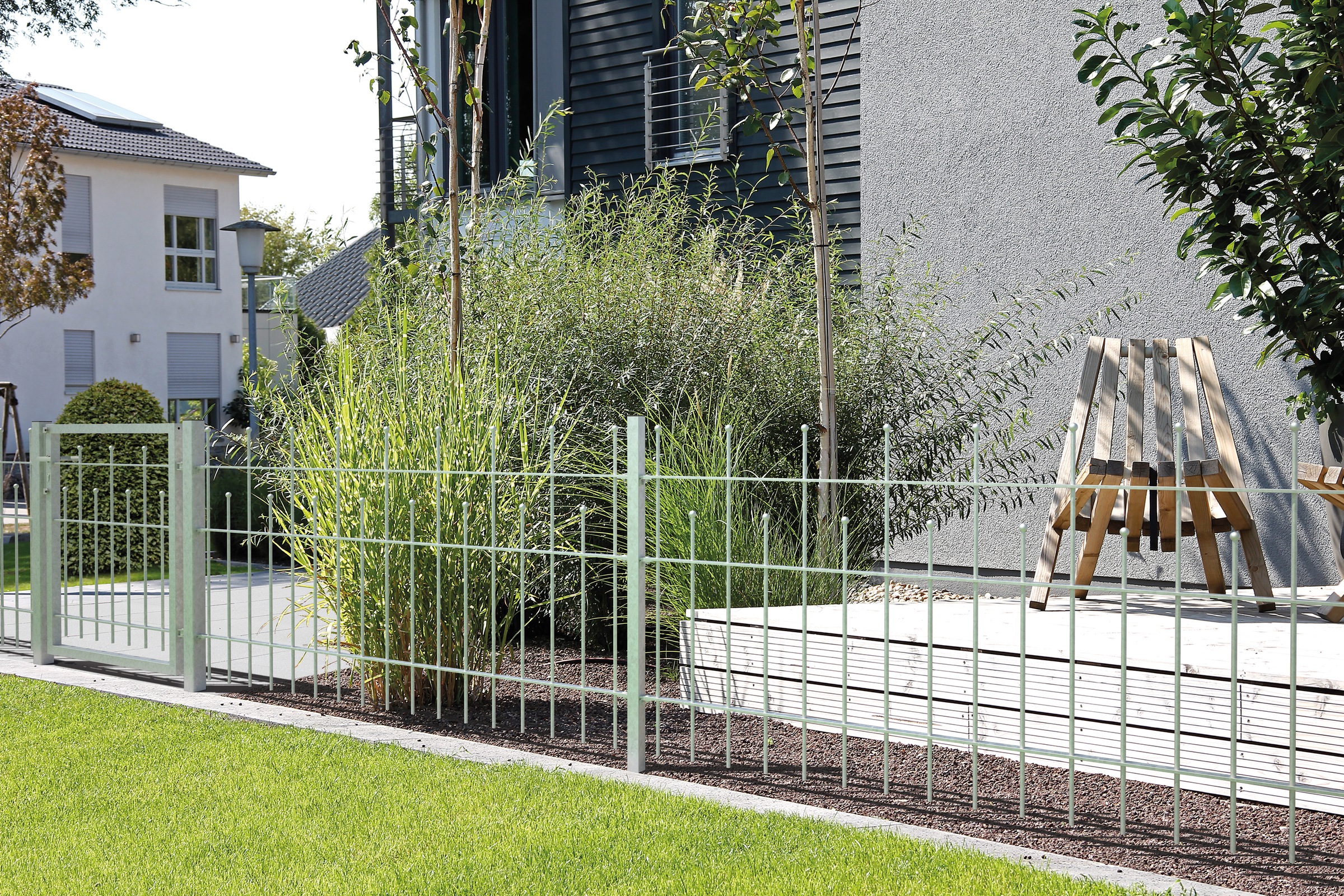 Alberts Metallzaun »Anbauset Madrid«, Höhe: 49,5, 73,5 und 98,5 cm, Breite: 200 cm, zum Einbetonieren