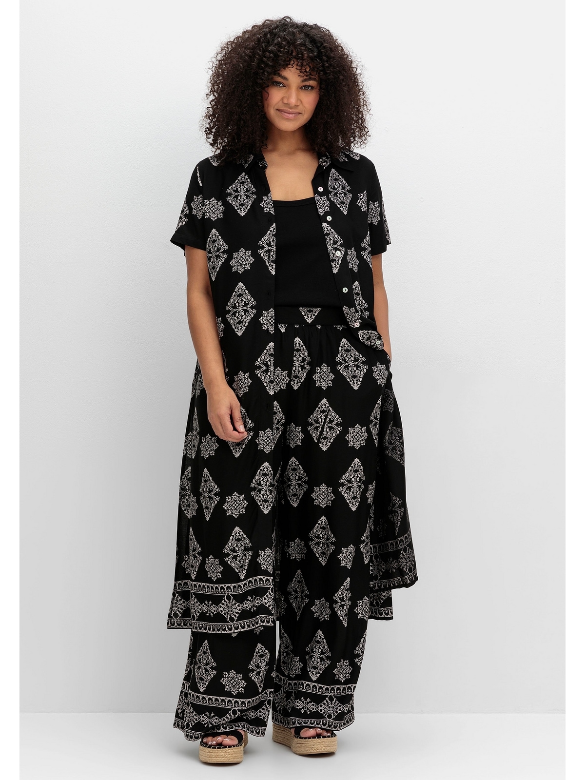 sheego by Joe Browns Longbluse "Große Größen", mit Ornamentdruck, extralang günstig online kaufen