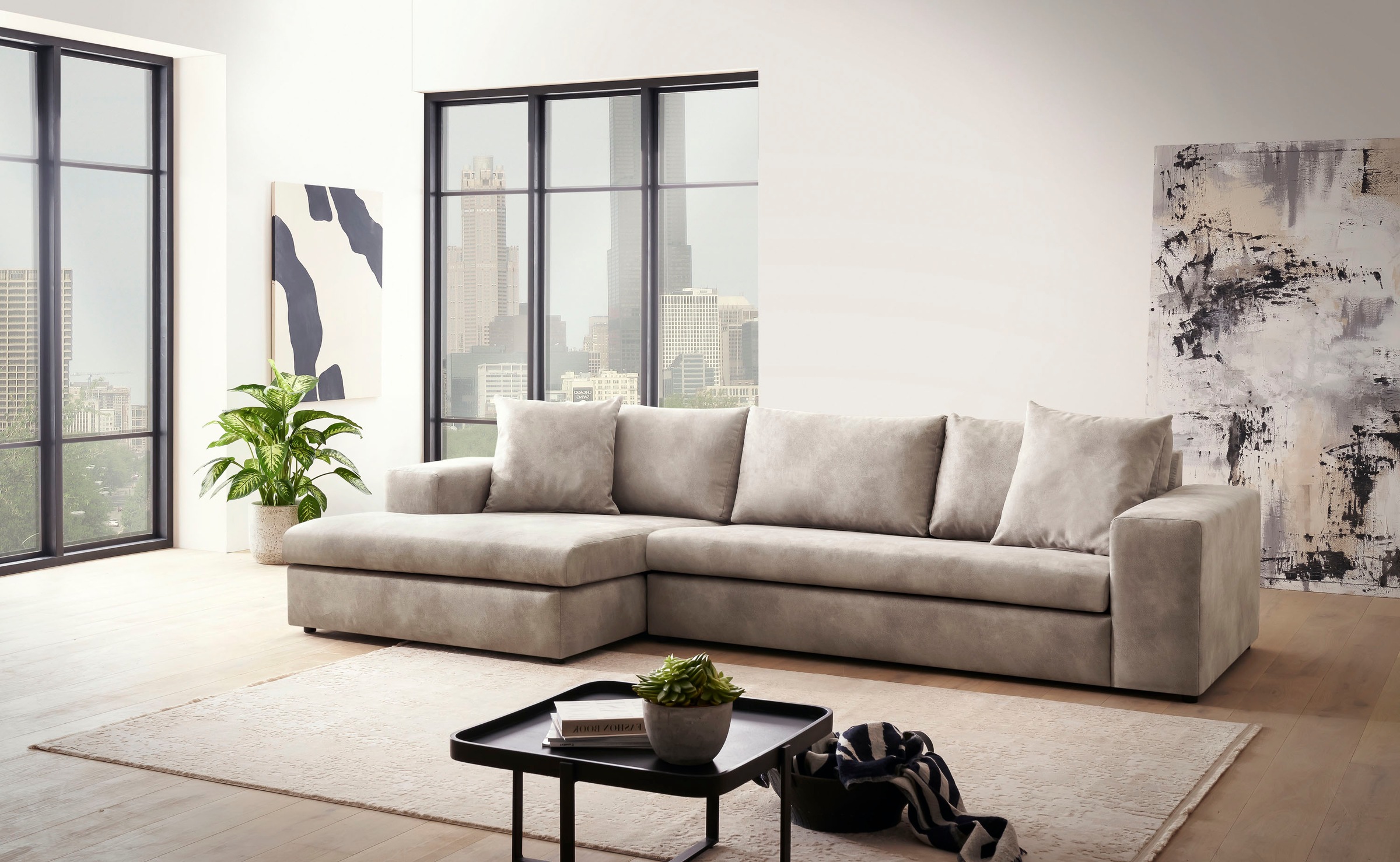 Home affaire Ecksofa "SLEETLAND XXL in Samtvelours oder Vintage-Leder-Optik günstig online kaufen