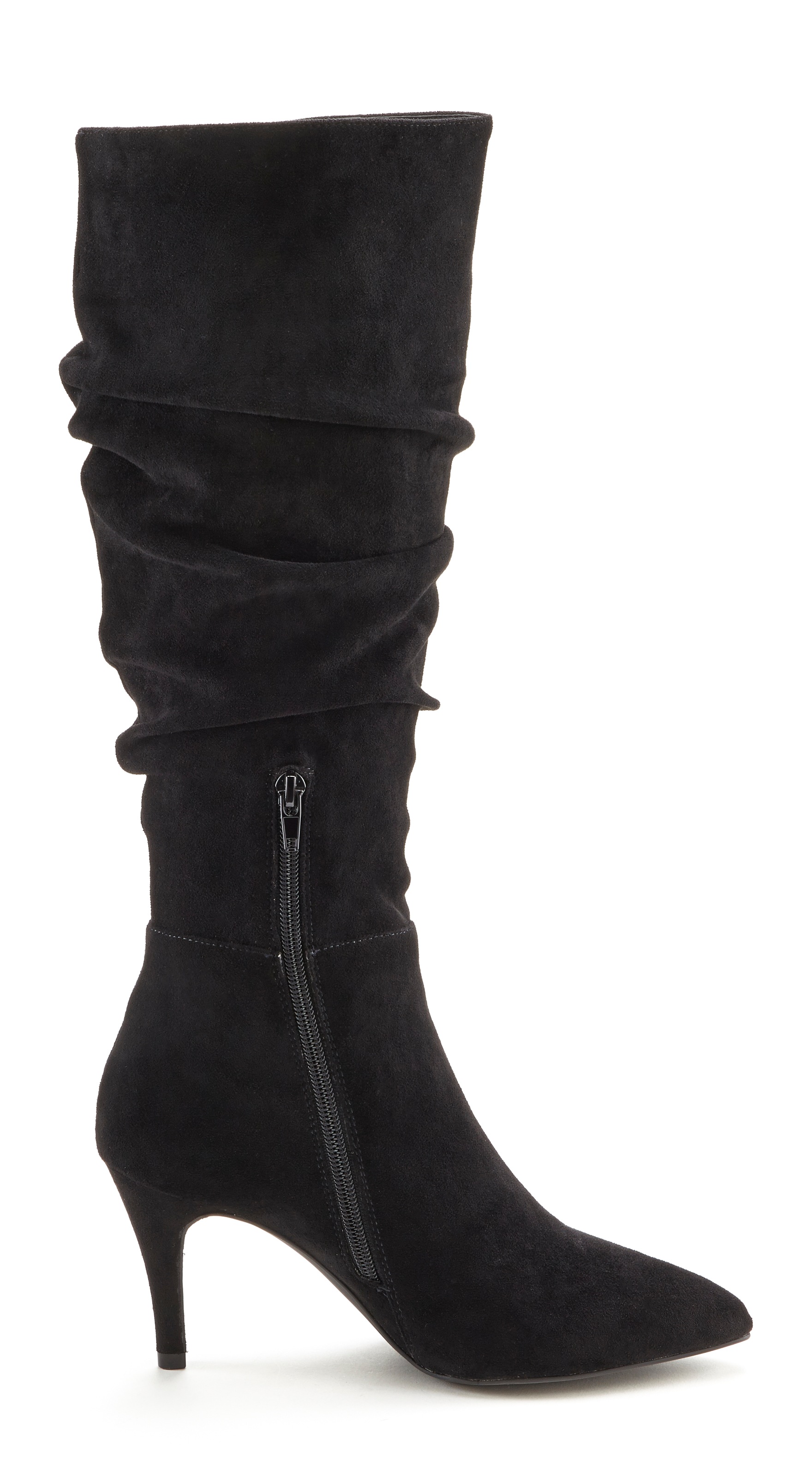 Thumbnail - LASCANA Reißverschlussstiefel, mit modischer Raffung, Langschaft, High-Heel Stiefelette,Slouchy Boots