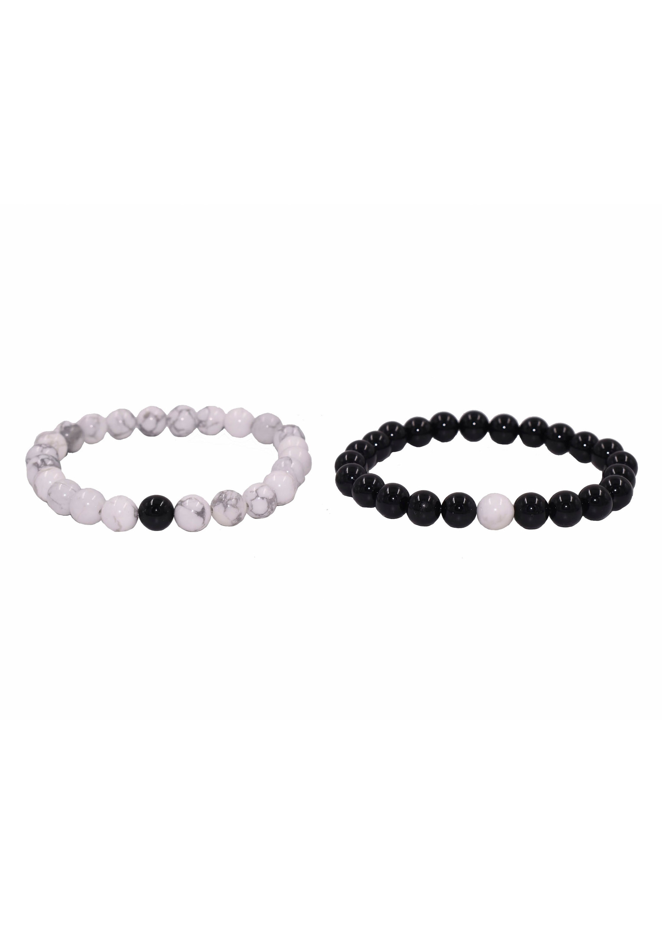 FIRETTI Damen Armband Set "Multipack Schmuck Geschenk Zugarmbänder Steinarmband Edelstein", 20, Silikon Stein, schwarz-weiß, Silikon, Stein,