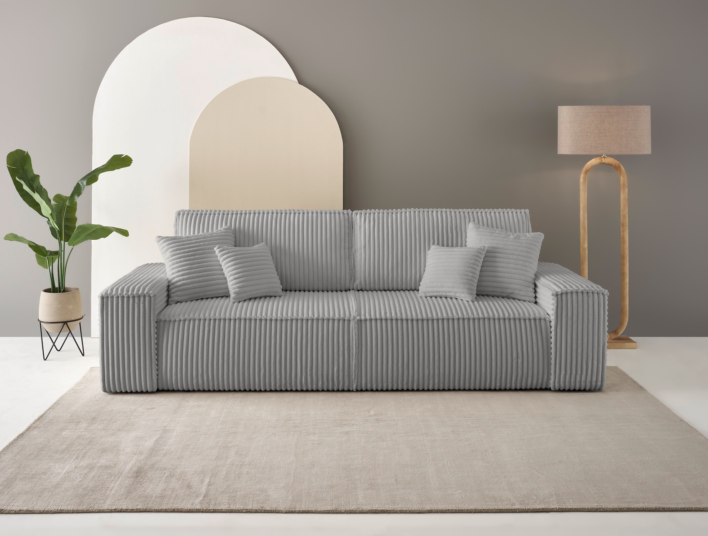 OTTO home 3-Sitzer "FINNLEY Cord, Schlafsofa 257 cm - OTTO. Verlässliche Qualität." mit Bettkasten, in Bouclé, Struktur fein und Mega Cord