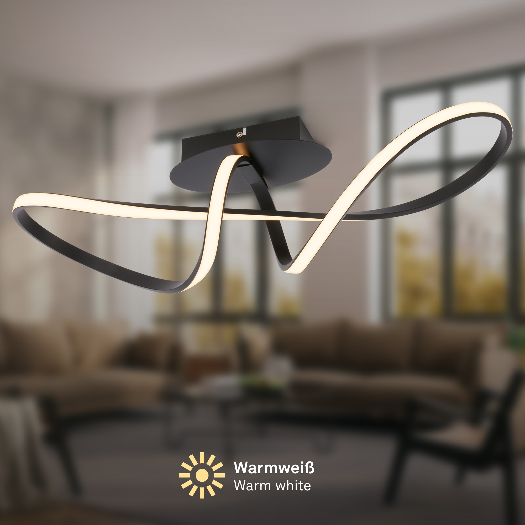 Briloner Leuchten LED Deckenleuchte »SWIRL« LED-Modul 1 Stk. Warmweiß 63x19x16,5 cm, Wohnzimmer, Schlafzimmer