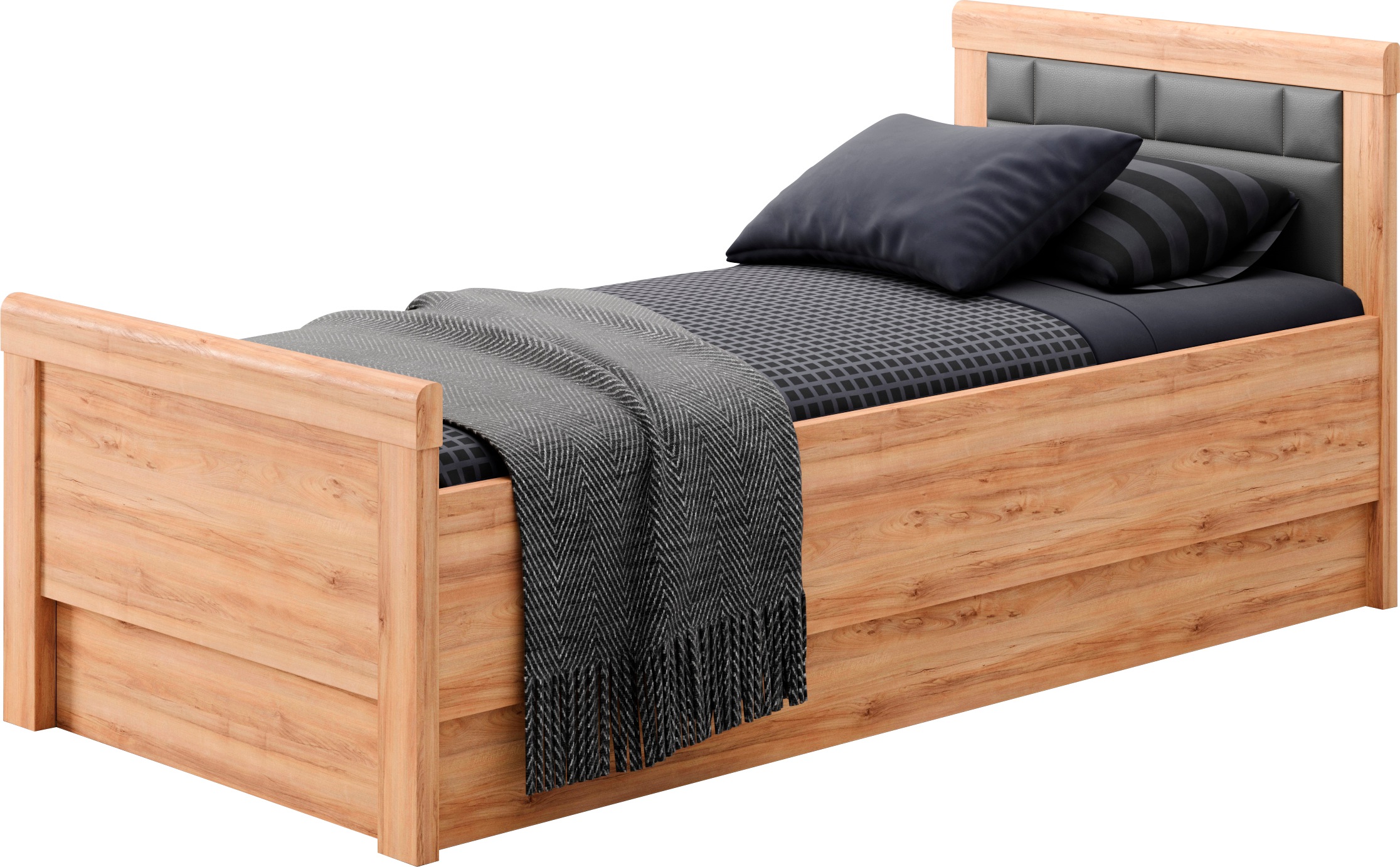 priess Einzelbett "Arnsberg Komfortbett mit flexibel höhenverstellbarer Liegefläche" gepolstertes Kopfteil, Made in Germany mit Blauem Engel und Goldenem M