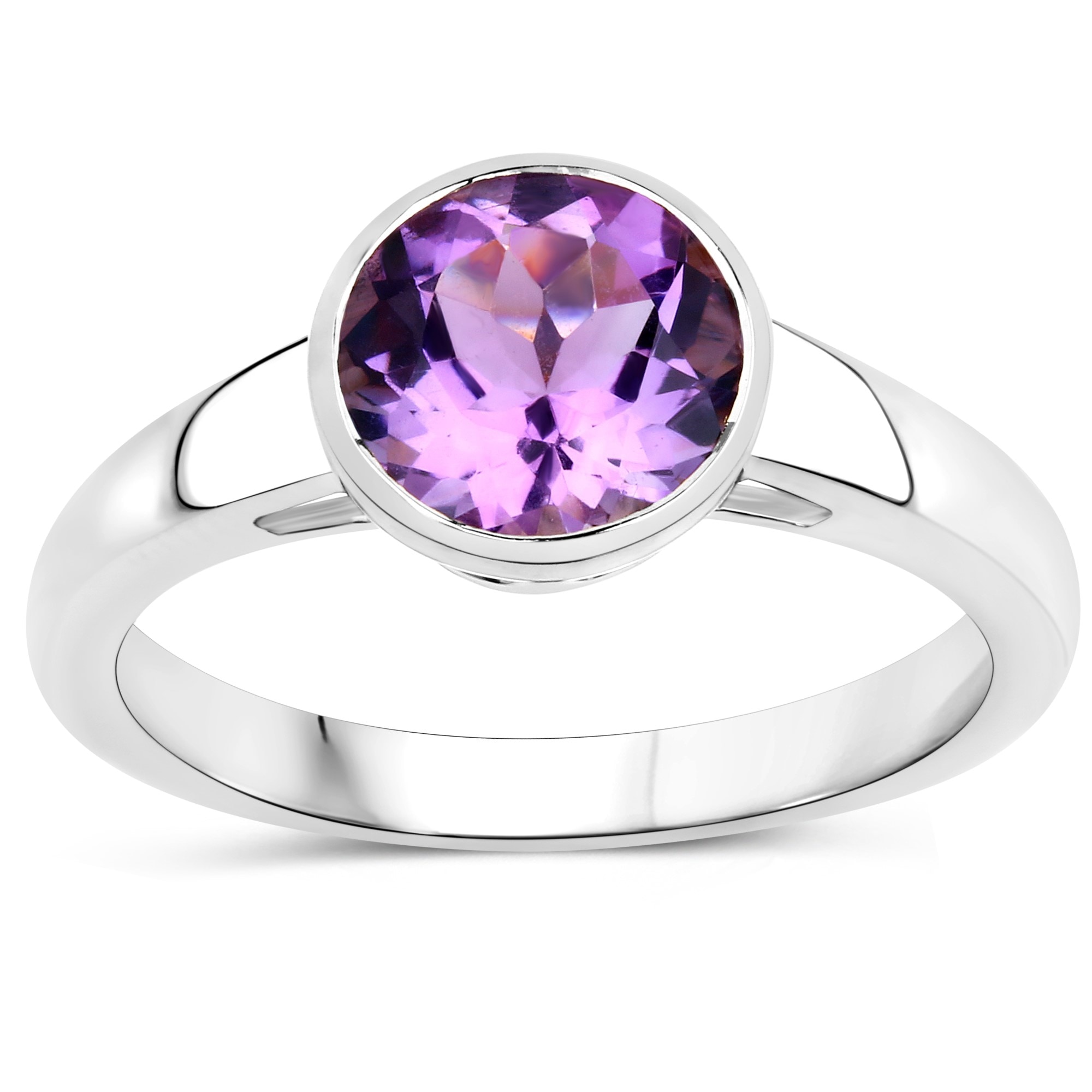 Fingerring »925-Sterling Silber rhodiniert Glänzend Amethyst lila«