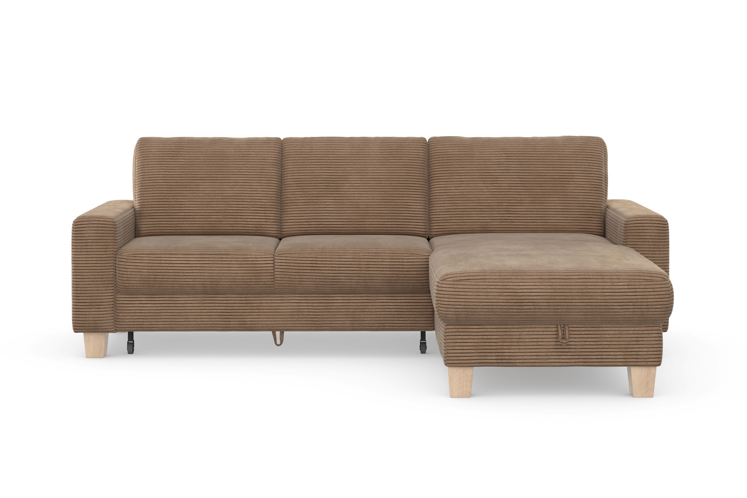Home affaire Ecksofa »Summer L-Form«, mit Recamiere, mit oder ohne Bettfunktion und Bettkasten, Cord-Bezug