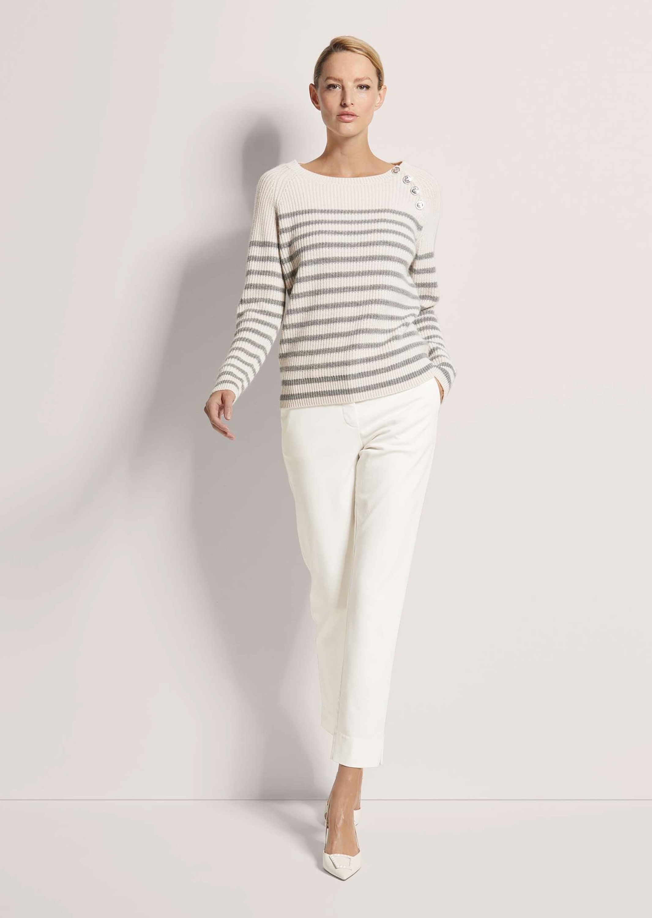 Thumbnail - MADELEINE Longpullover "Strickpullover Eleganter Wollpullover mit Ringelmuster"