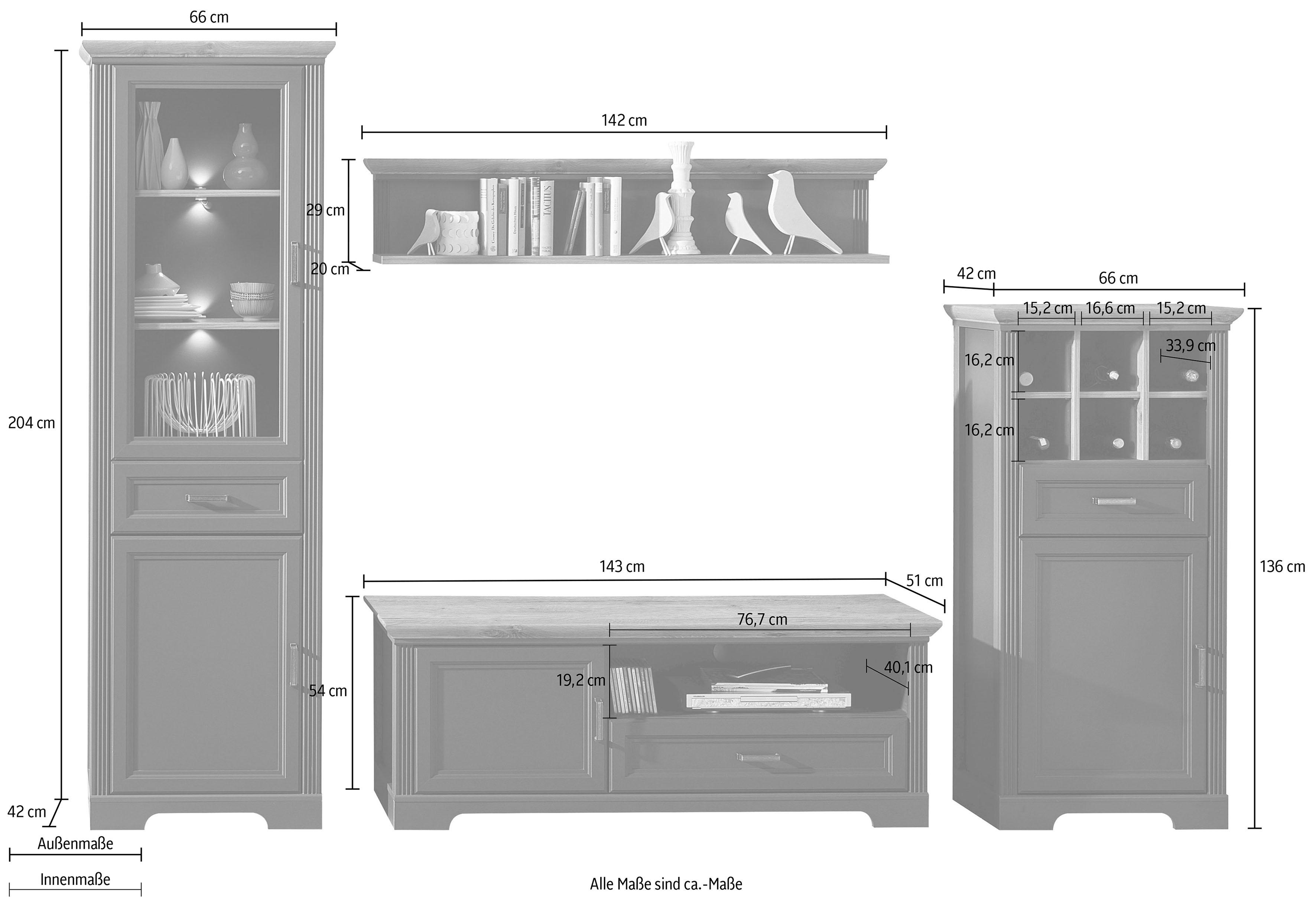 Thumbnail - Innostyle Wohnwand "Jasmin" Set, 4 Stk. tlg.
