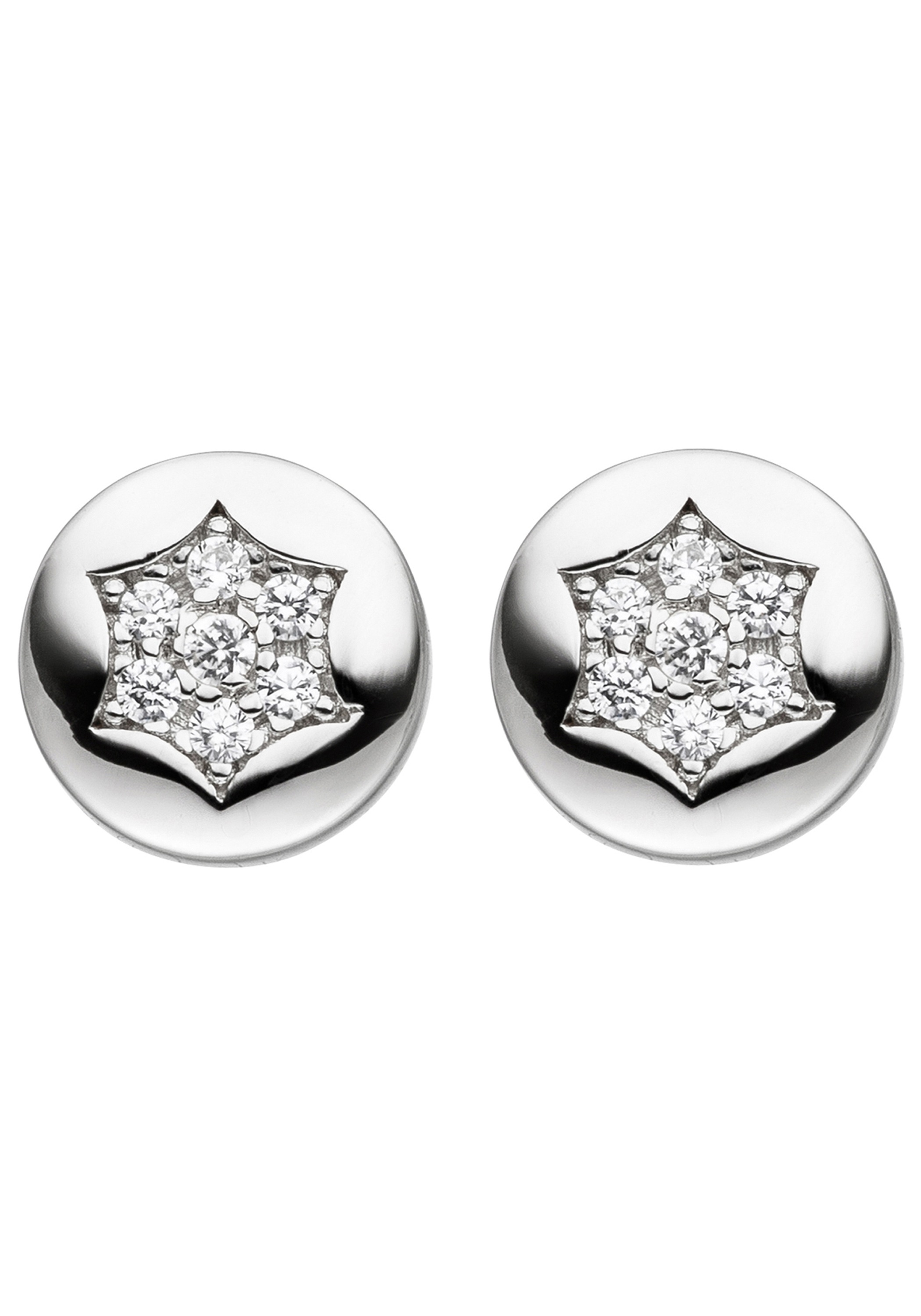 JOBO Paar Ohrstecker »Stern-Ohrringe« 925 Silber mit 14 Zirkonia