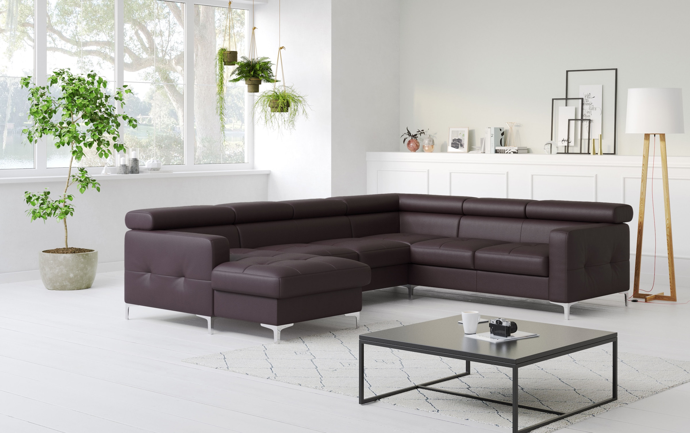 COTTA Wohnlandschaft "Sammy U-Form, B: 304 cm" Kopfteilverstellung, optional Schlaffunktion & Bettkasten
