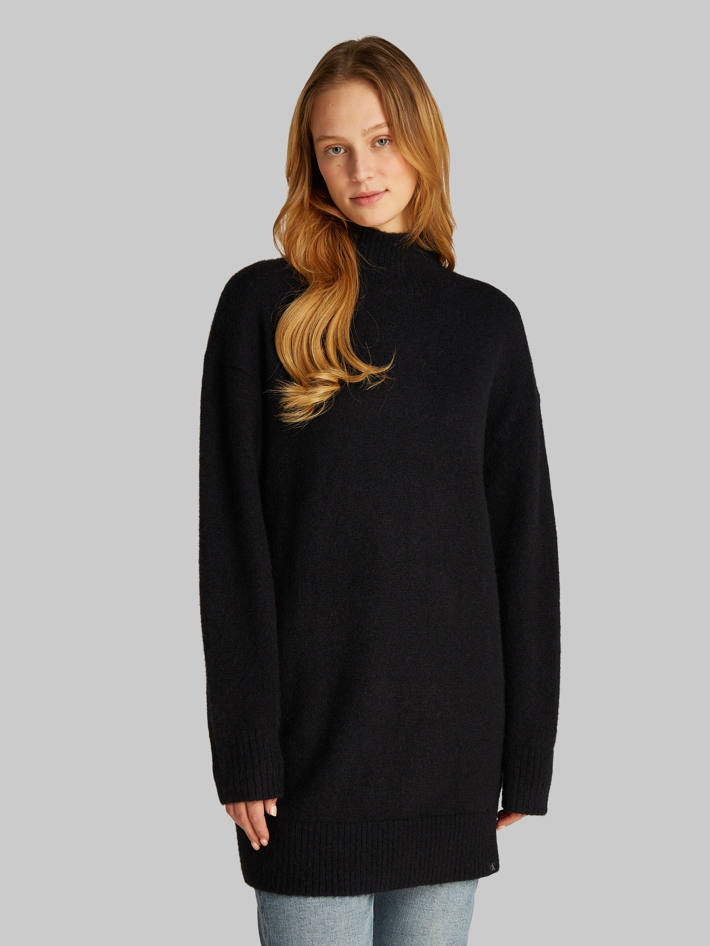 Calvin Klein Jeans Jerseykleid "FLUFFY YARN LOOSE SWEATER DRESS", mit Logostickerei