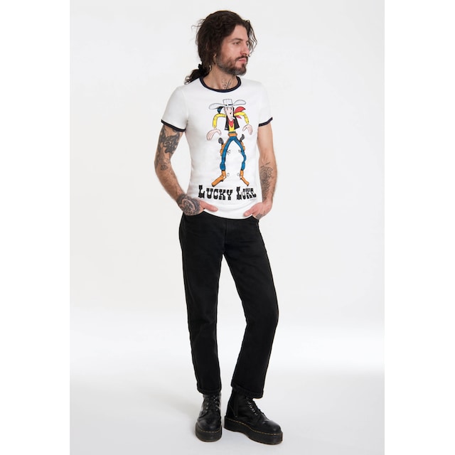 LOGOSHIRT T-Shirt »Lucky Luke«, mit farblich abgesetzten Bündchen ▷  bestellen | BAUR
