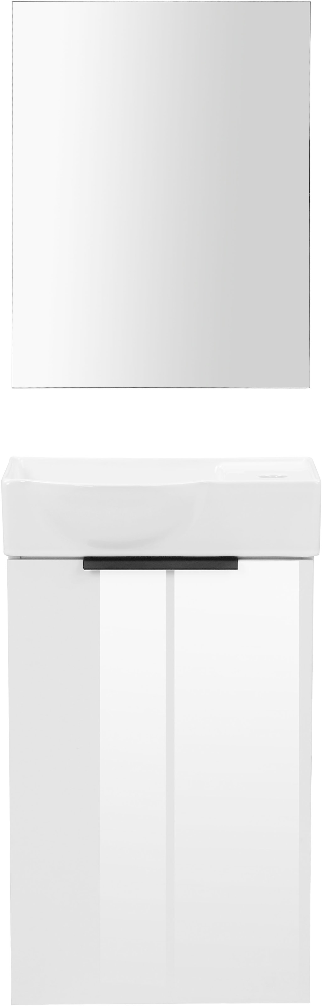 welltime Badmöbel-Set »Sienna Gästebad platzsparend«, (Komplett-Set, 3 St., 3-teilig), Möbelset Badezimmer, 3-teilig, hochglanz 41 cm, weiß, Softclose