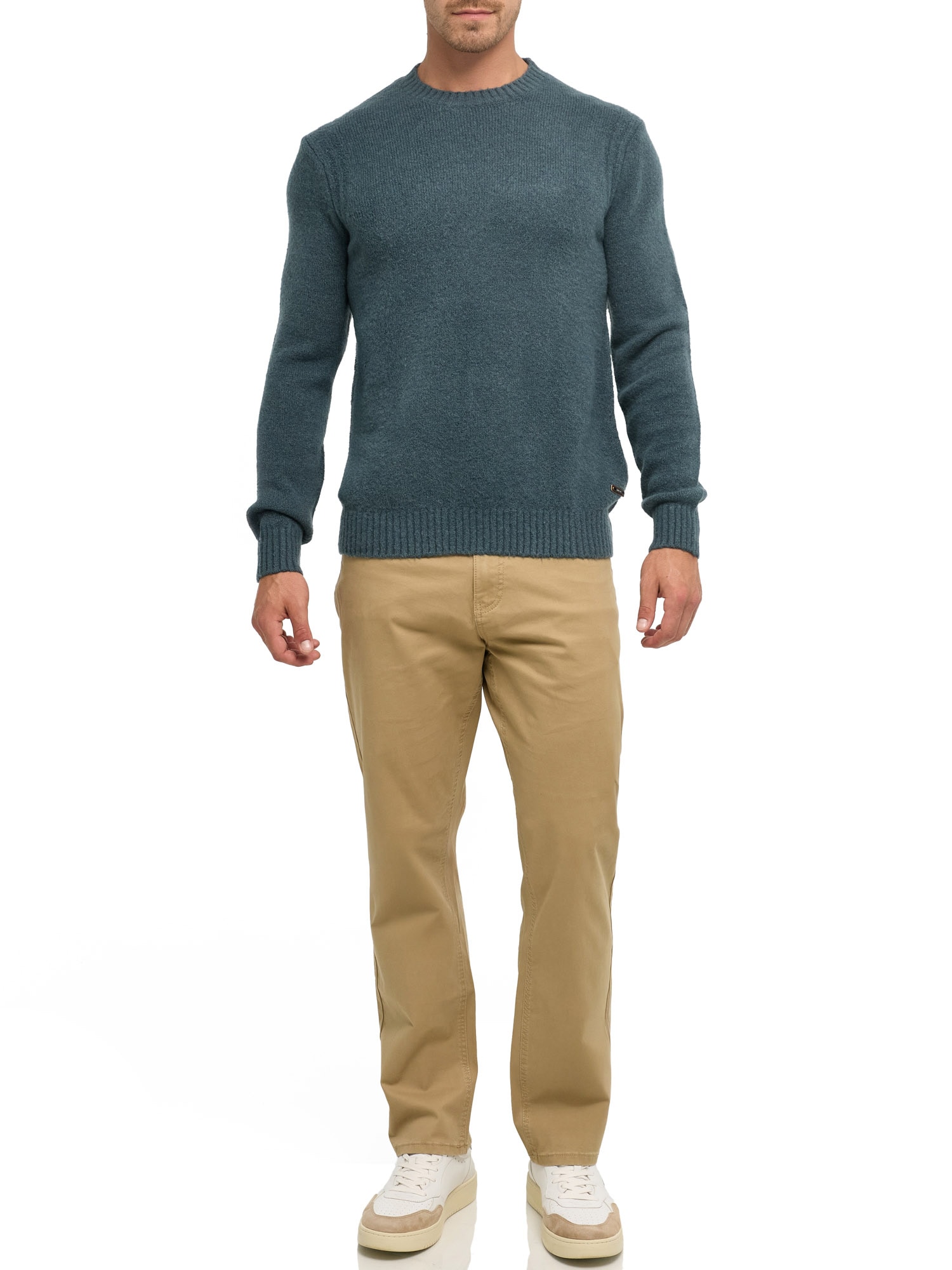 Indicode Rundhalspullover »INVestdale o-neck« Materialmix, regular fit