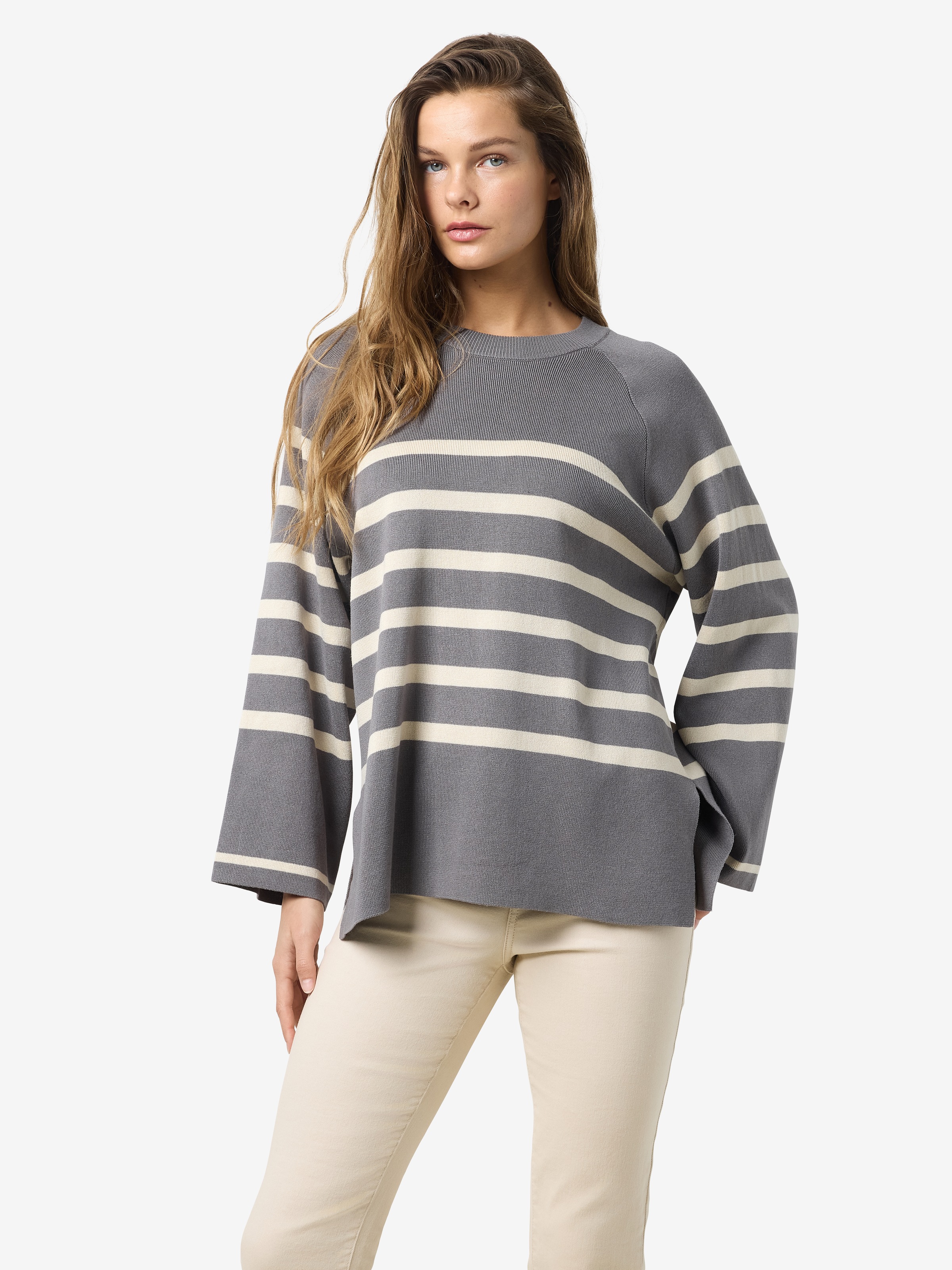 Noisy may Rundhalspullover "NMFIFI L/S O-NECK TUNIC KNIT FWD NOOS" mit All- günstig online kaufen