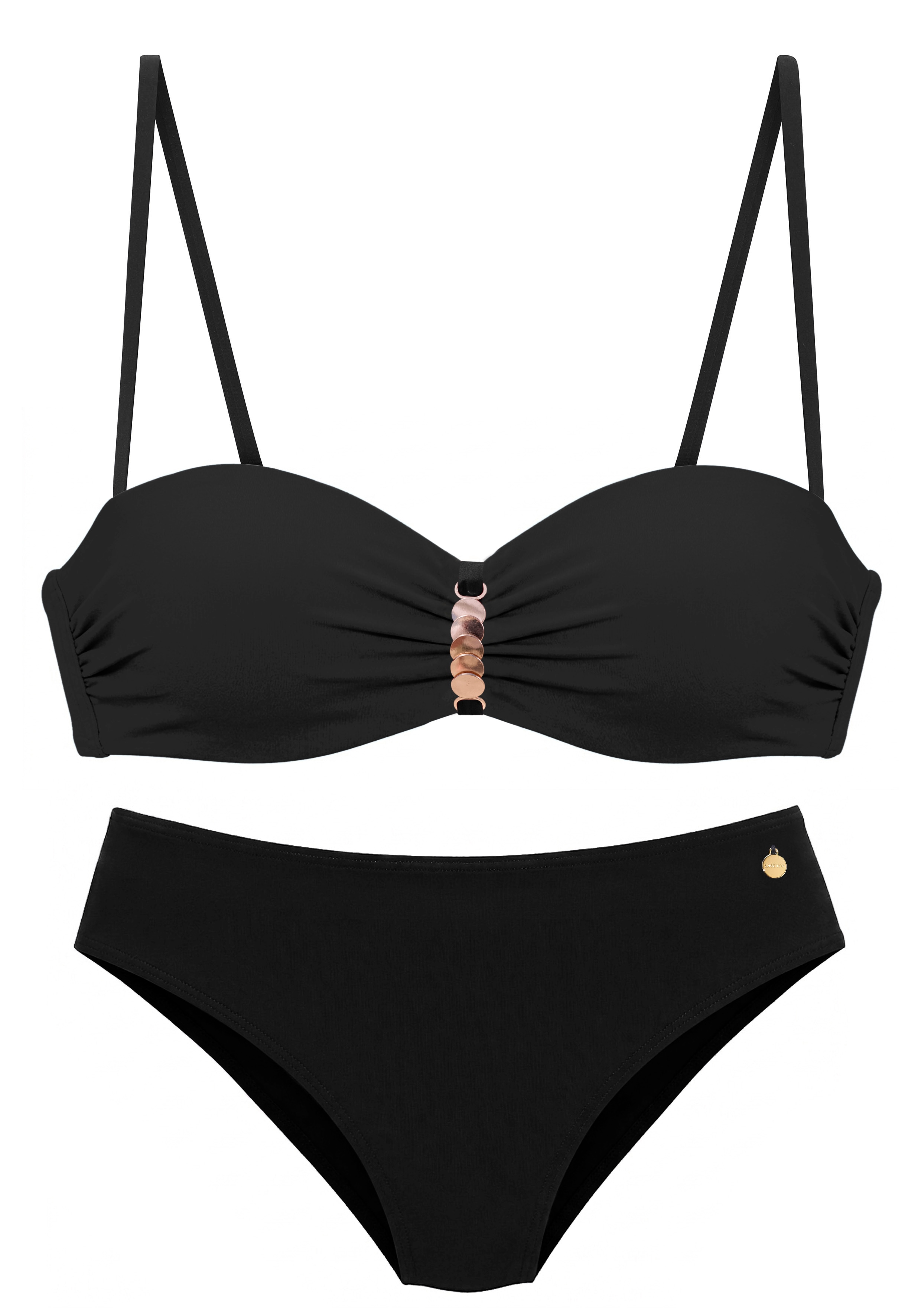 LASCANA Bügel-Bandeau-Bikini mit goldfarbenem Accessoire
