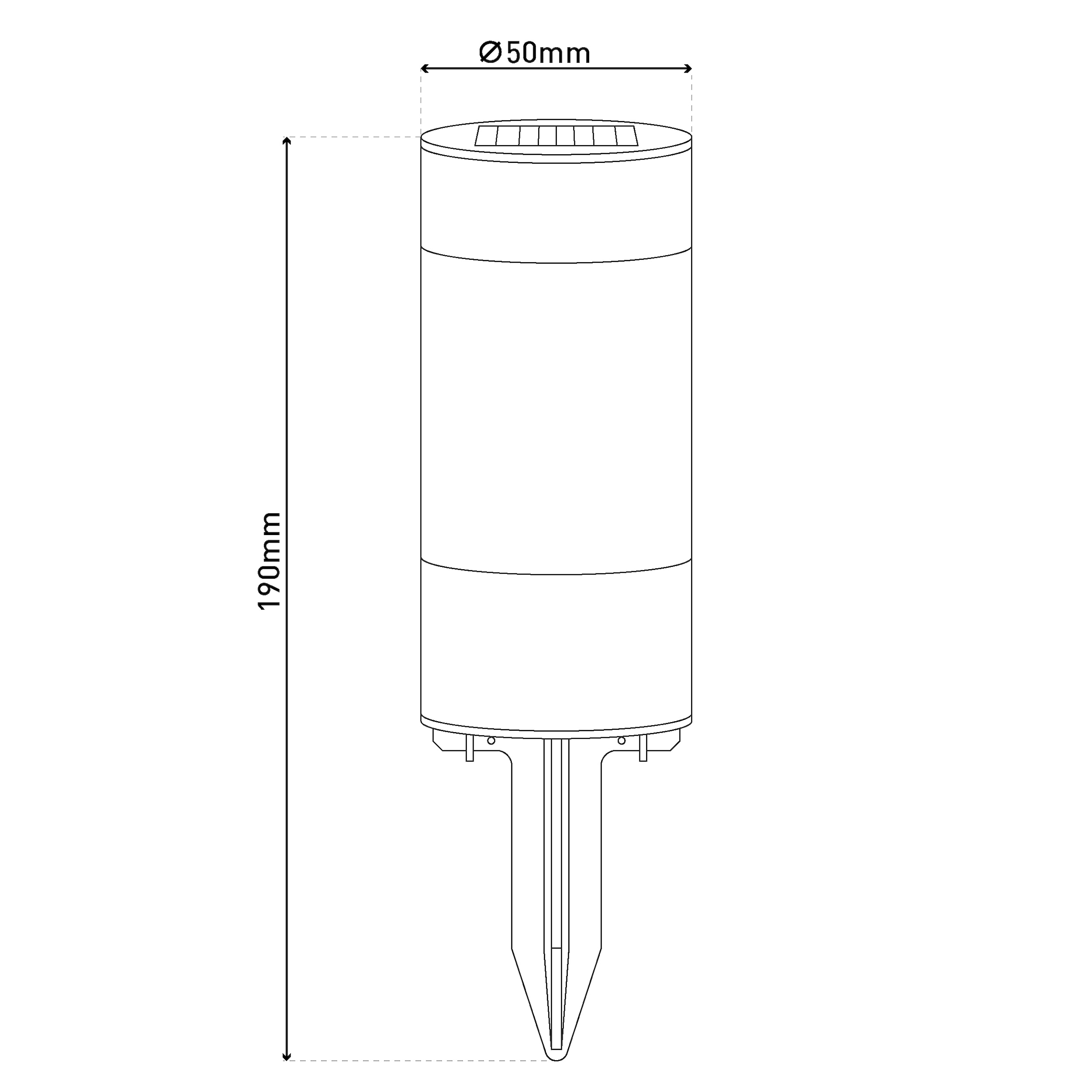 näve LED Solarleuchte »Rota« LED-Modul 1 Stk. Warmweiß 10er Set runde Dekoerdspieße, LED warmweiß, je H: 19cm, D: 5cm, silber