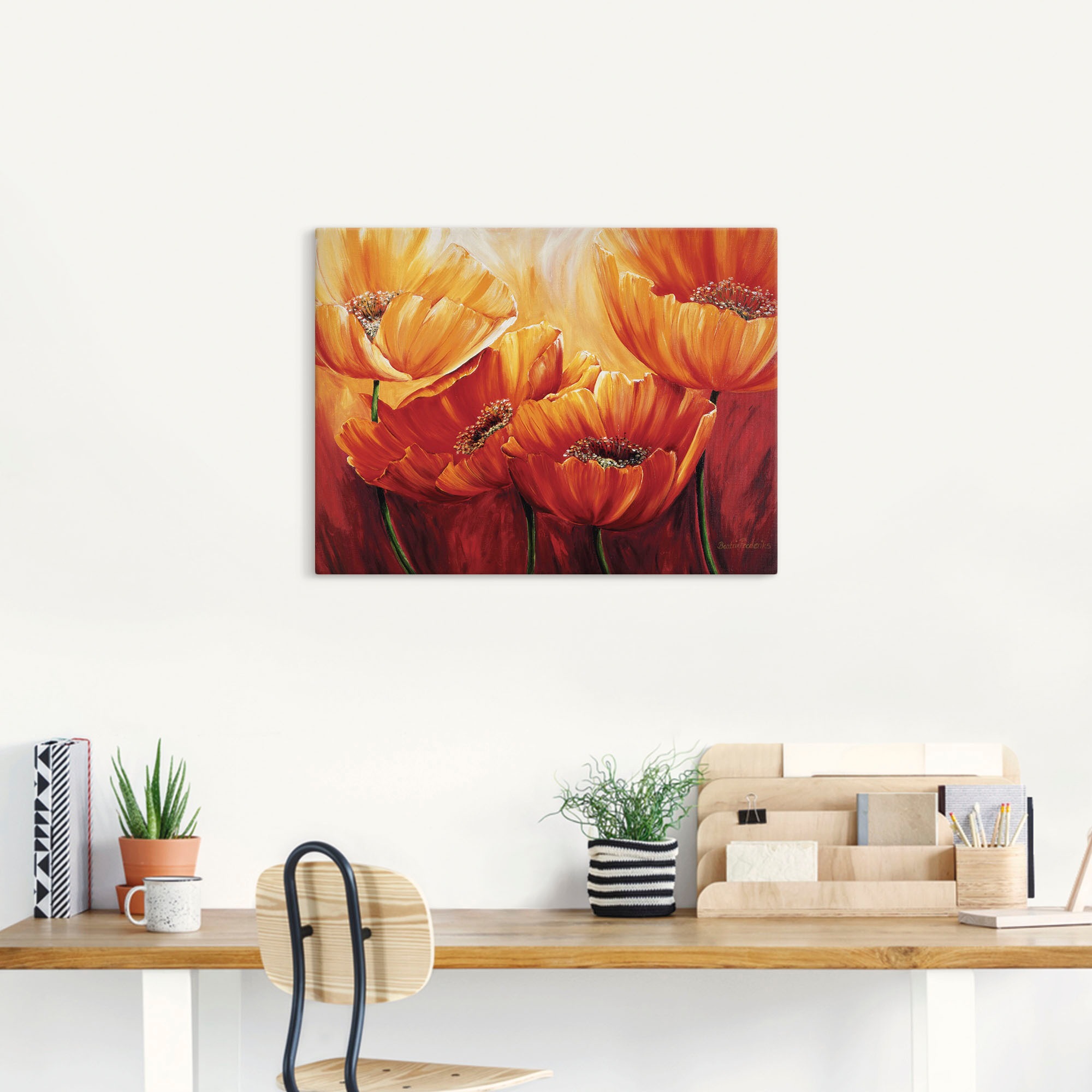 Artland Wandbild "Vier Mohnblumen" Blumen 1 Stk. tlg. als Leinwandbild, Pos günstig online kaufen