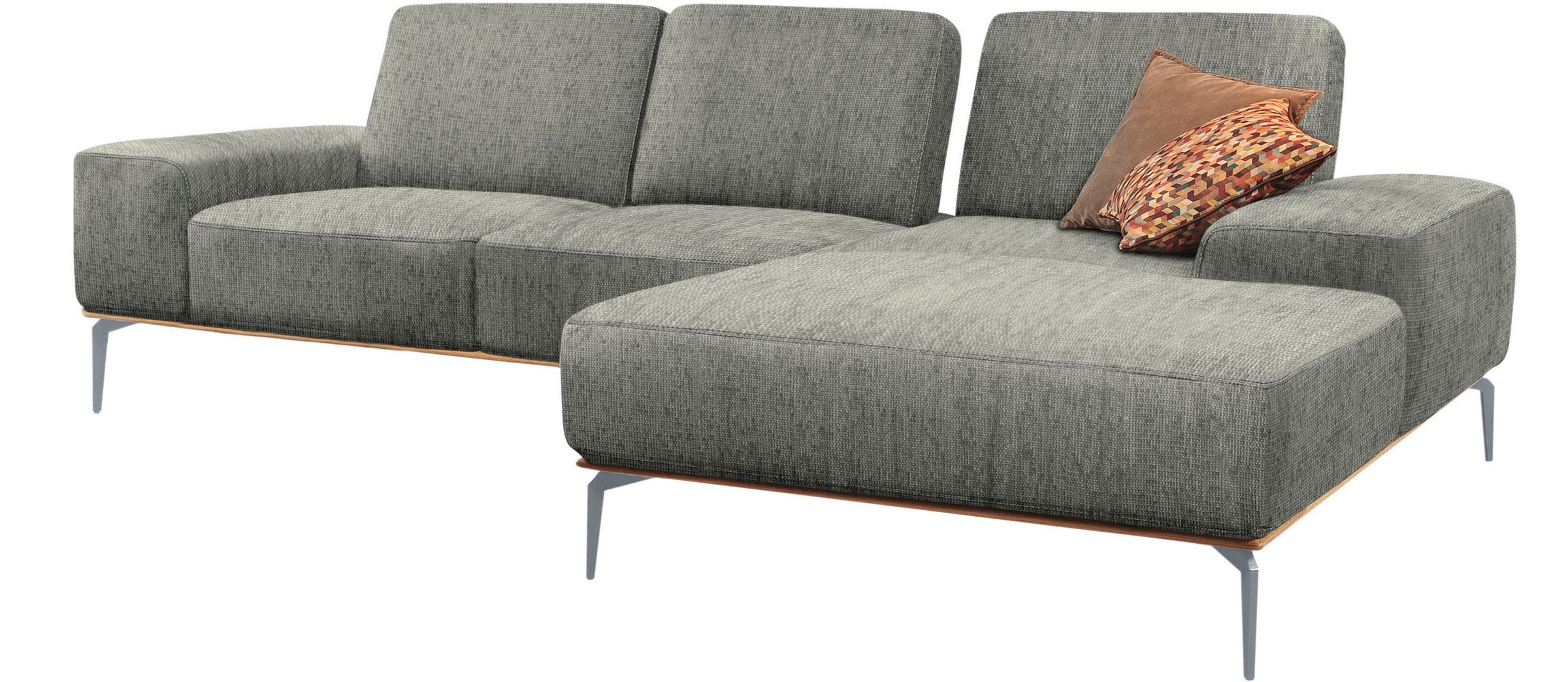 W.SCHILLIG Ecksofa »run«, mit elegantem Holzsockel, Füße in Silber matt, Breite 279 cm