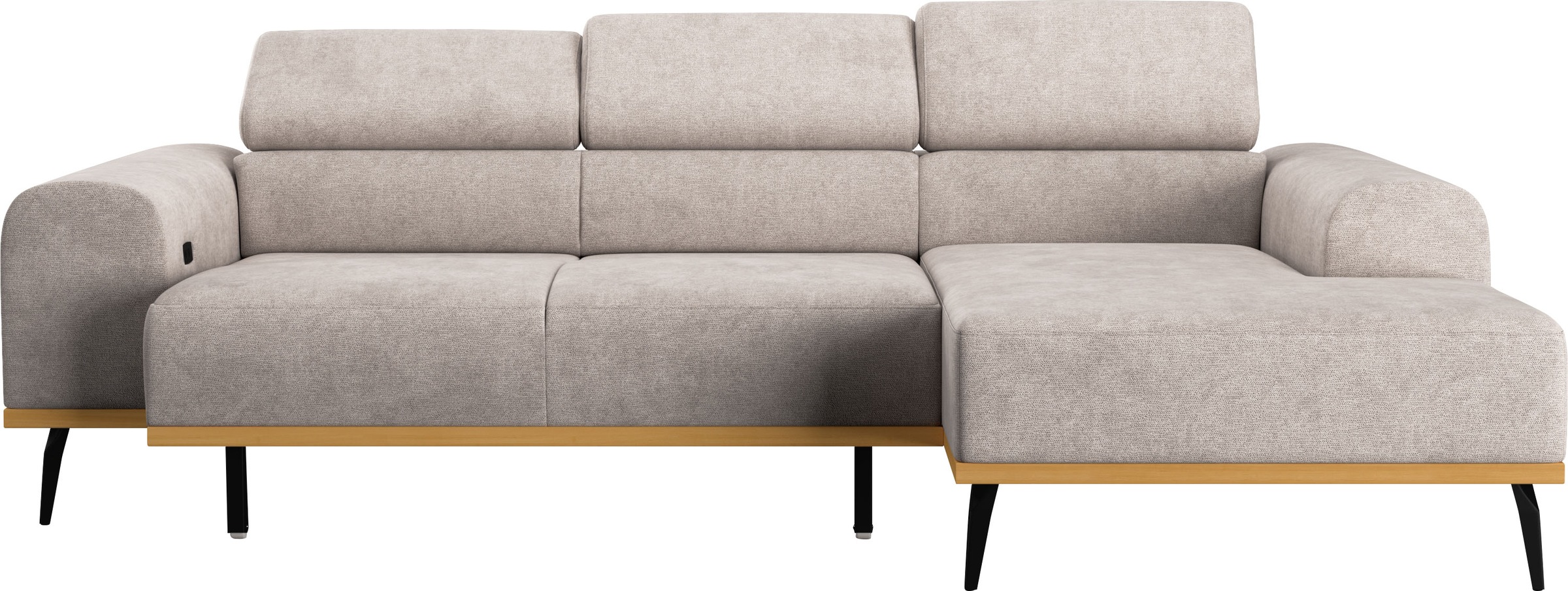 Places of Style Ecksofa »Carlo L-Form«, mit Kopfteilverstellung & Holz-Rahmenoptik, optional Relaxfunktion
