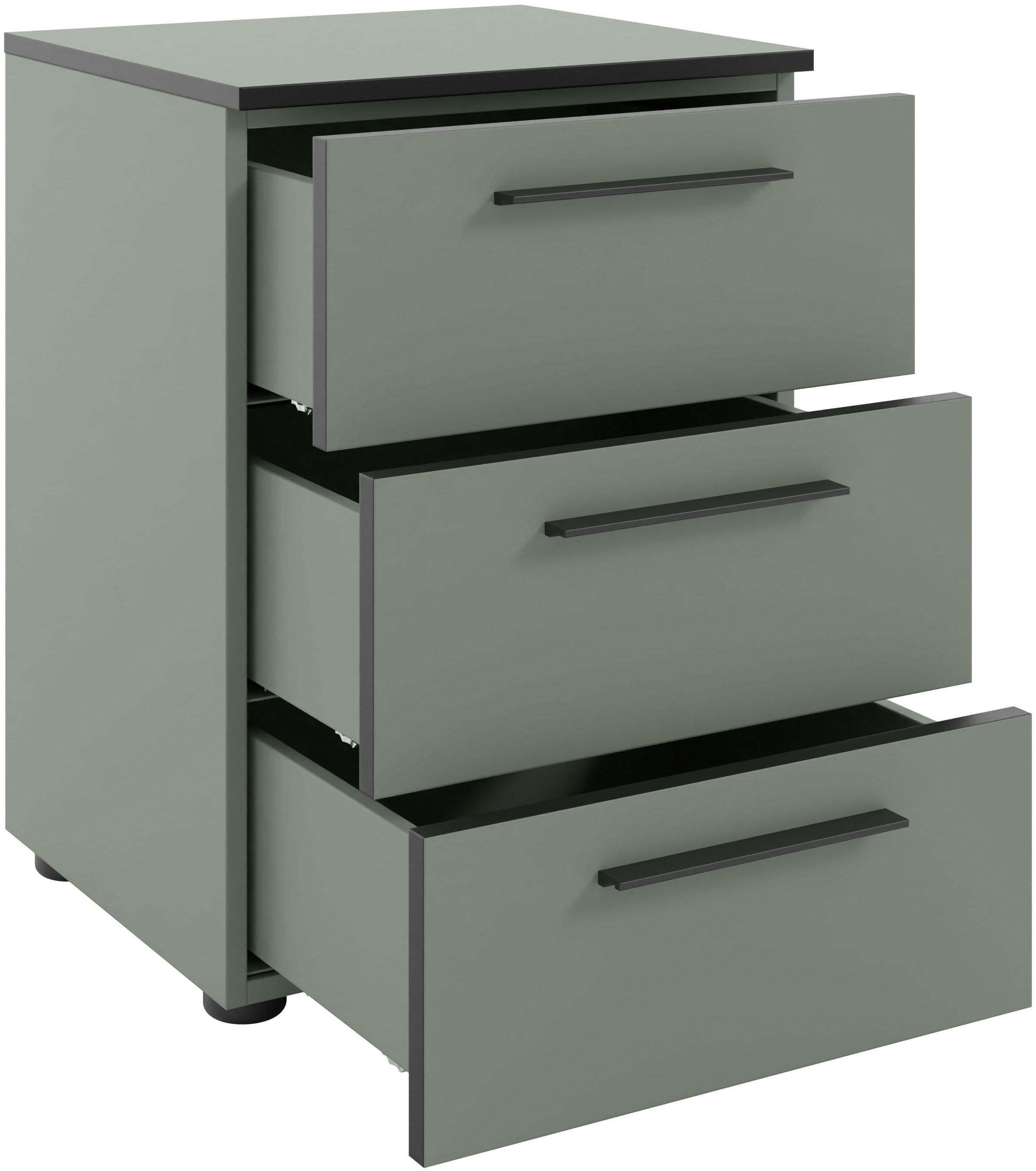 Manjana Möbel Nachtkommode »Nachtkommode mit Schwarz matten Metallgriffen«