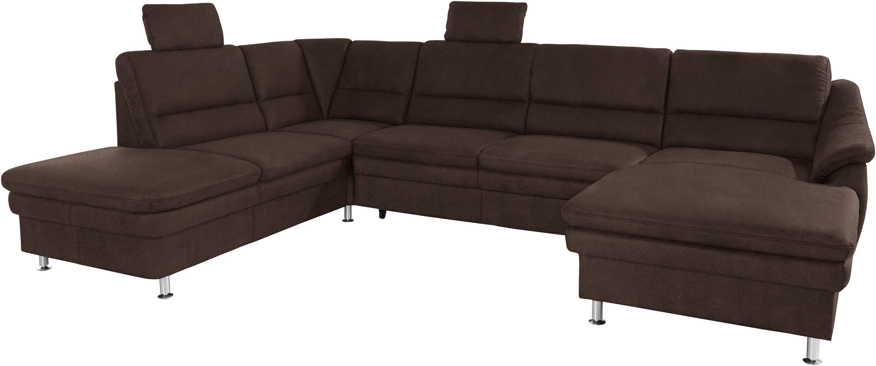 sit&more Wohnlandschaft "Cardoso, U-Form, B: 324 cm, Bettfunktion und Relaxfunktion optional" 2 Kopfstützen inklusive, Federkern, komfortable Sitzhöhe 47 cm