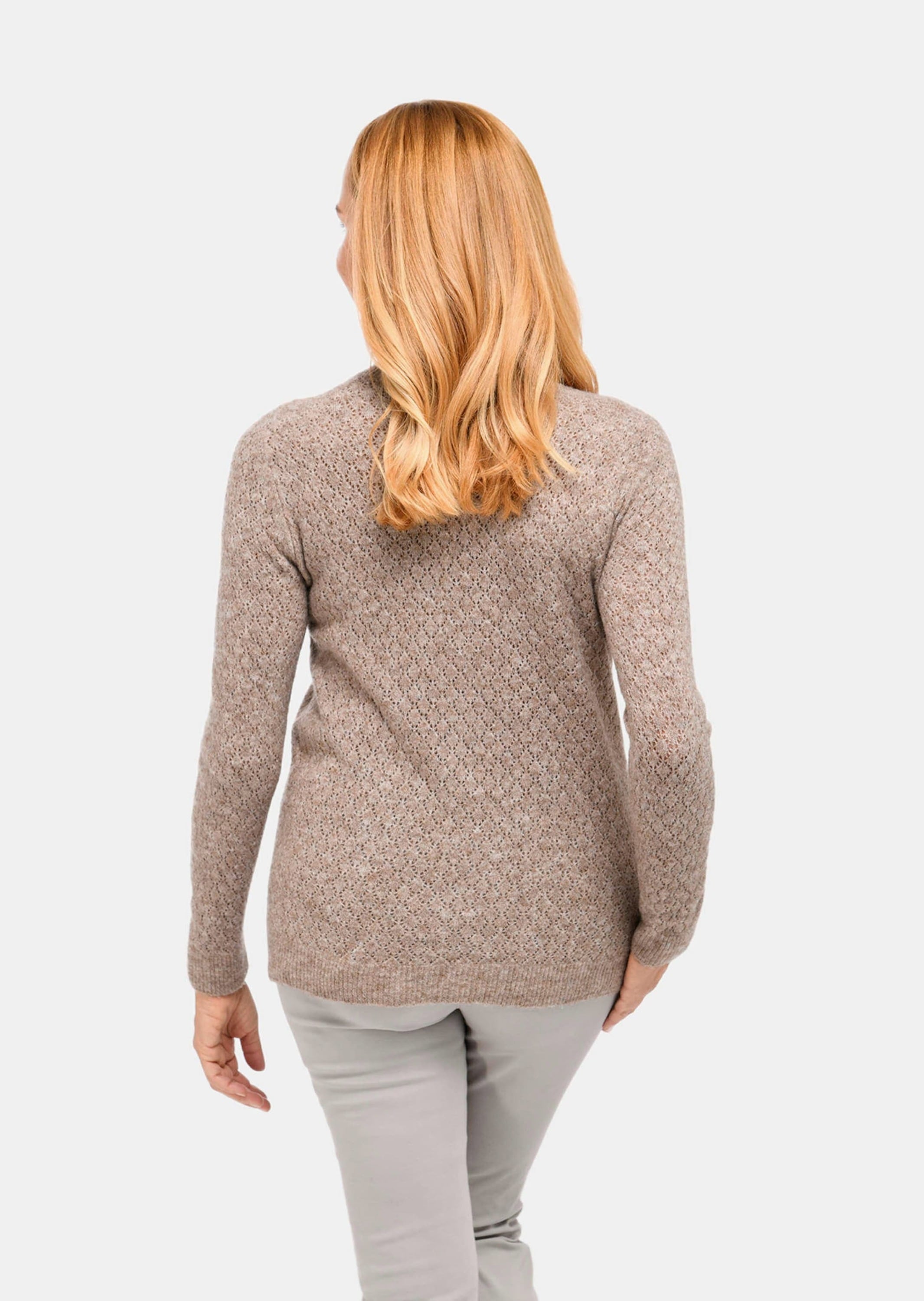 GOLDNER Strickpullover »Pullover Femininer Ajourpullover aus hochwertigem Melange-Garn«
