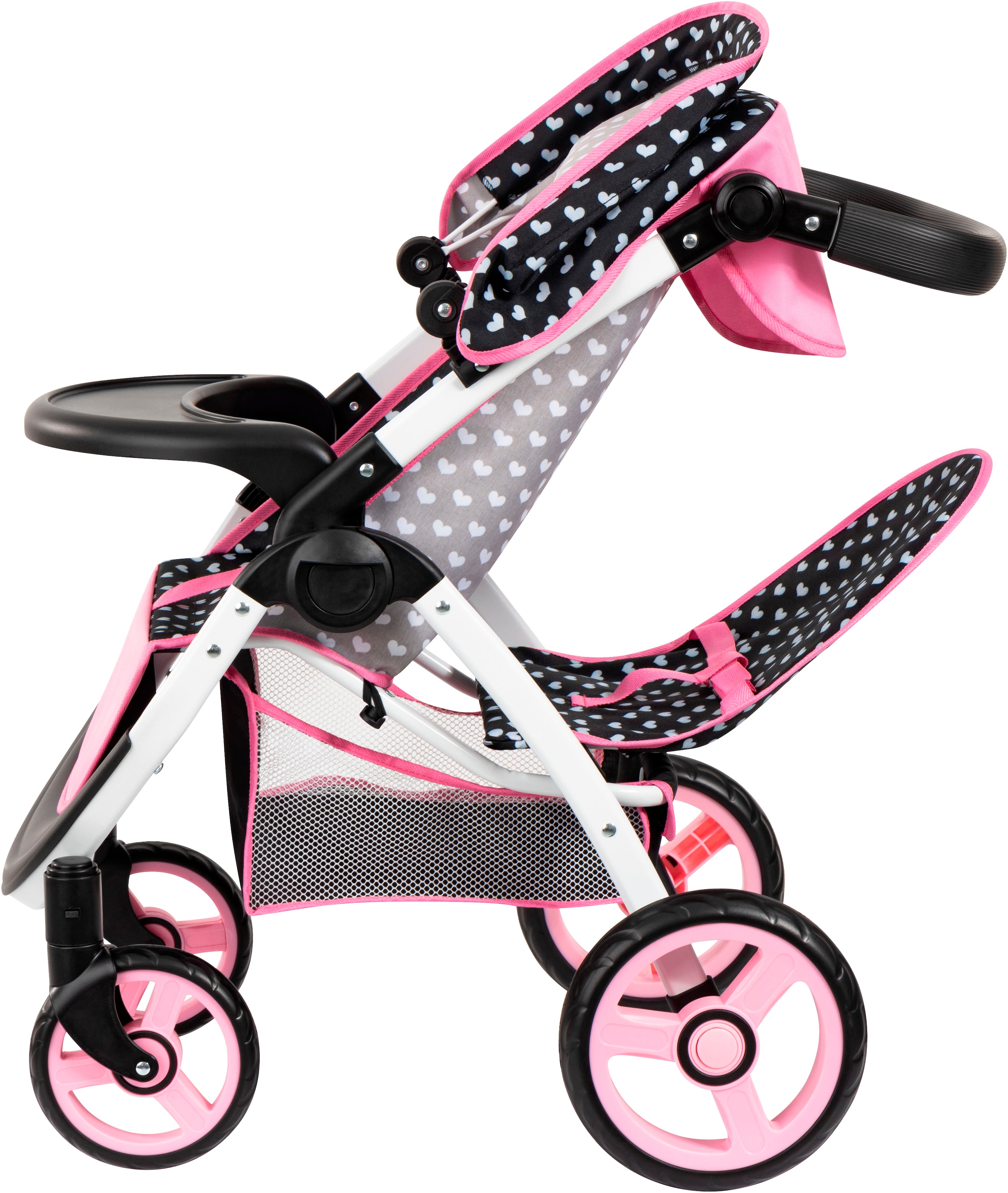 Bayer Puppen-Zwillingsbuggy »Twin Star, schwarz«, mit Wickeltasche
