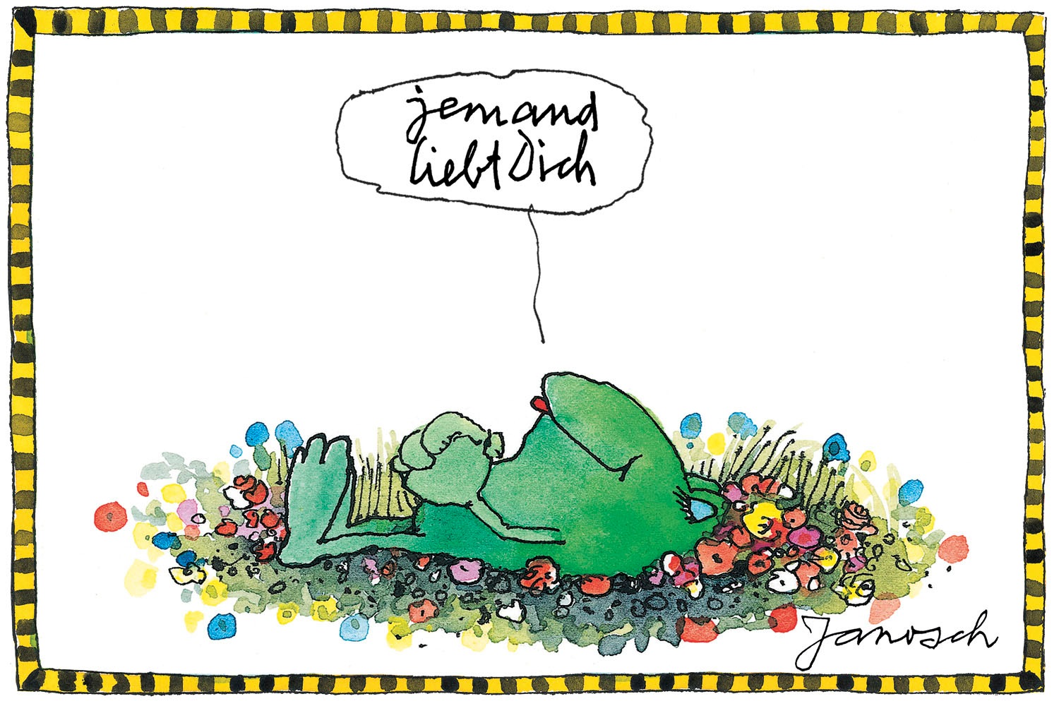 LuckyLinde Leinwandbild "Der Froch - Jemand liebt Dich" Blumen  Figuren  Fi günstig online kaufen