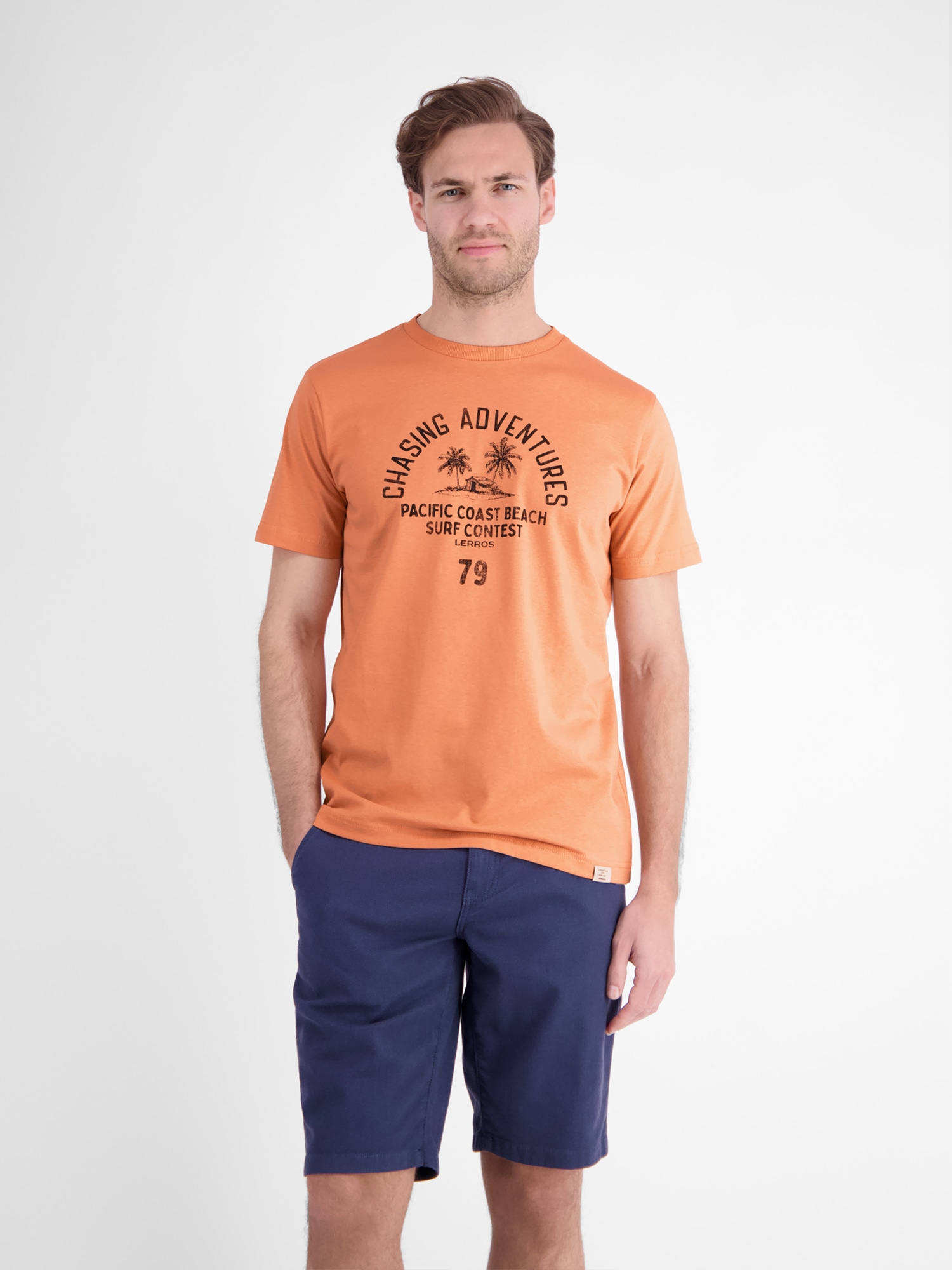 LERROS T-Shirt "T-Shirt mit O-Neck aus softer Baumwolle mit Summervibe-Print"