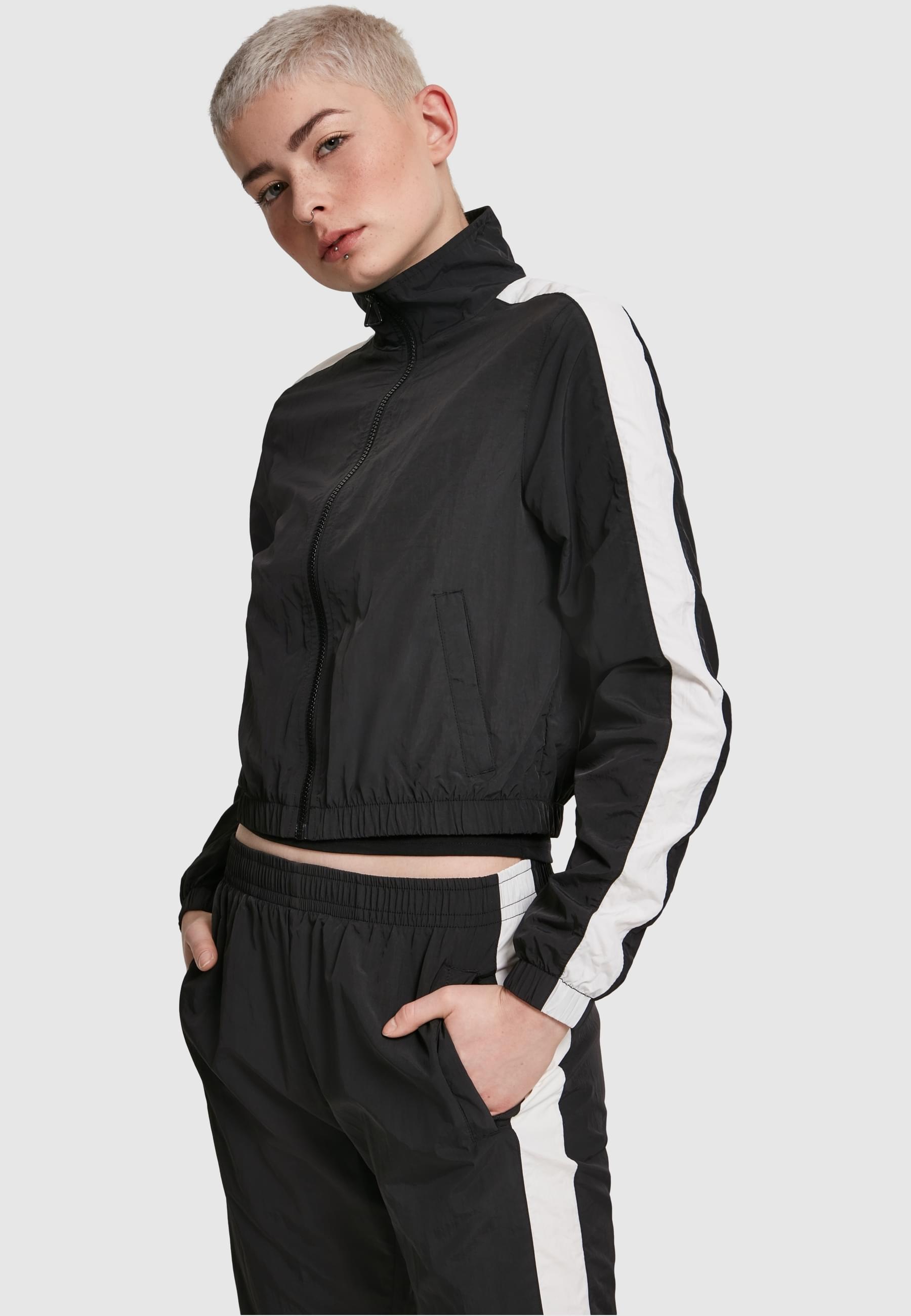 URBAN CLASSICS Allwetterjacke »Urban Classics Damen Ladies Short Striped Crinkle Track Jacket«, (1 St.), ohne Kapuze