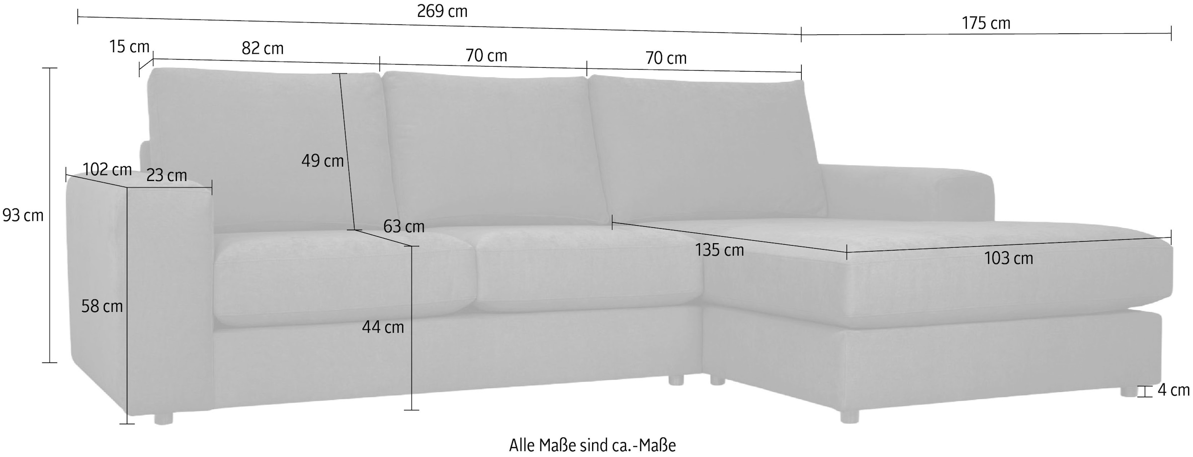 OTTO home Ecksofa »Nivette, weiches Chenille« Breite 269 cm, L-Form, bodentief, mit Wellenunterfederung