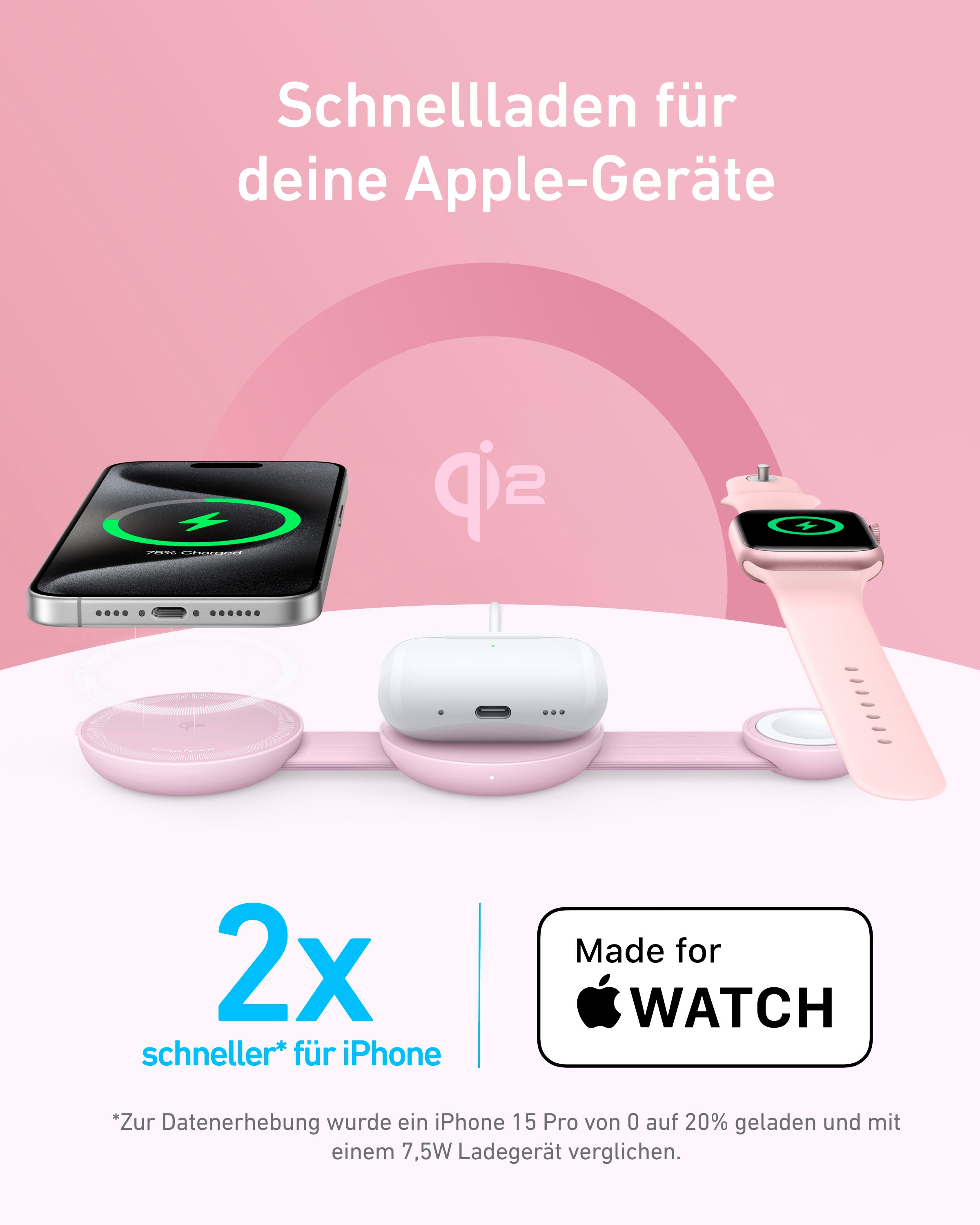Anker Smartphone-Ladegerät »MagGo Wireless Charging Station (3-in-1, Foldable Pad)«