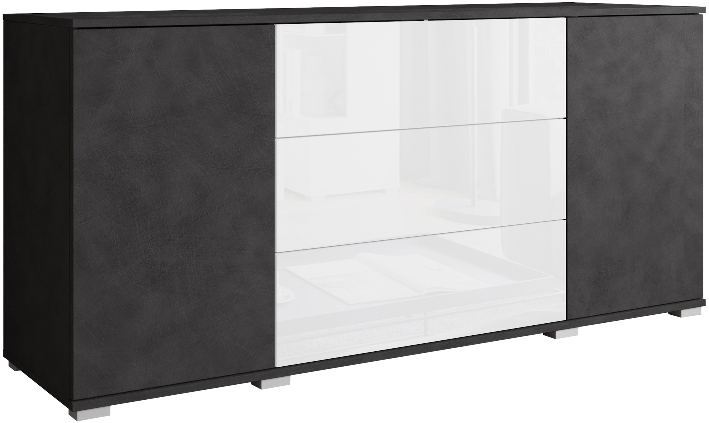 INOSIGN Sideboard »Kenia«, (1 St.), Modernes Sideboard mit 3 Schubladen und 4 Fächern, Breite 150 cm