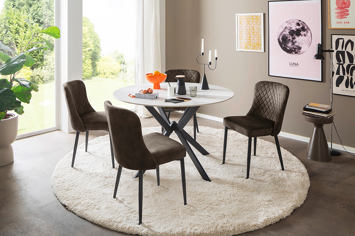 MCA furniture 4-Fußstuhl »ABOSHI Esszimmerstuhl (4er Set)«, (Set), 4 St., Veloursstoff, Taschenfederkern, Metall schwarz,Vintage-Veloursoptik,belastbar 120 kg