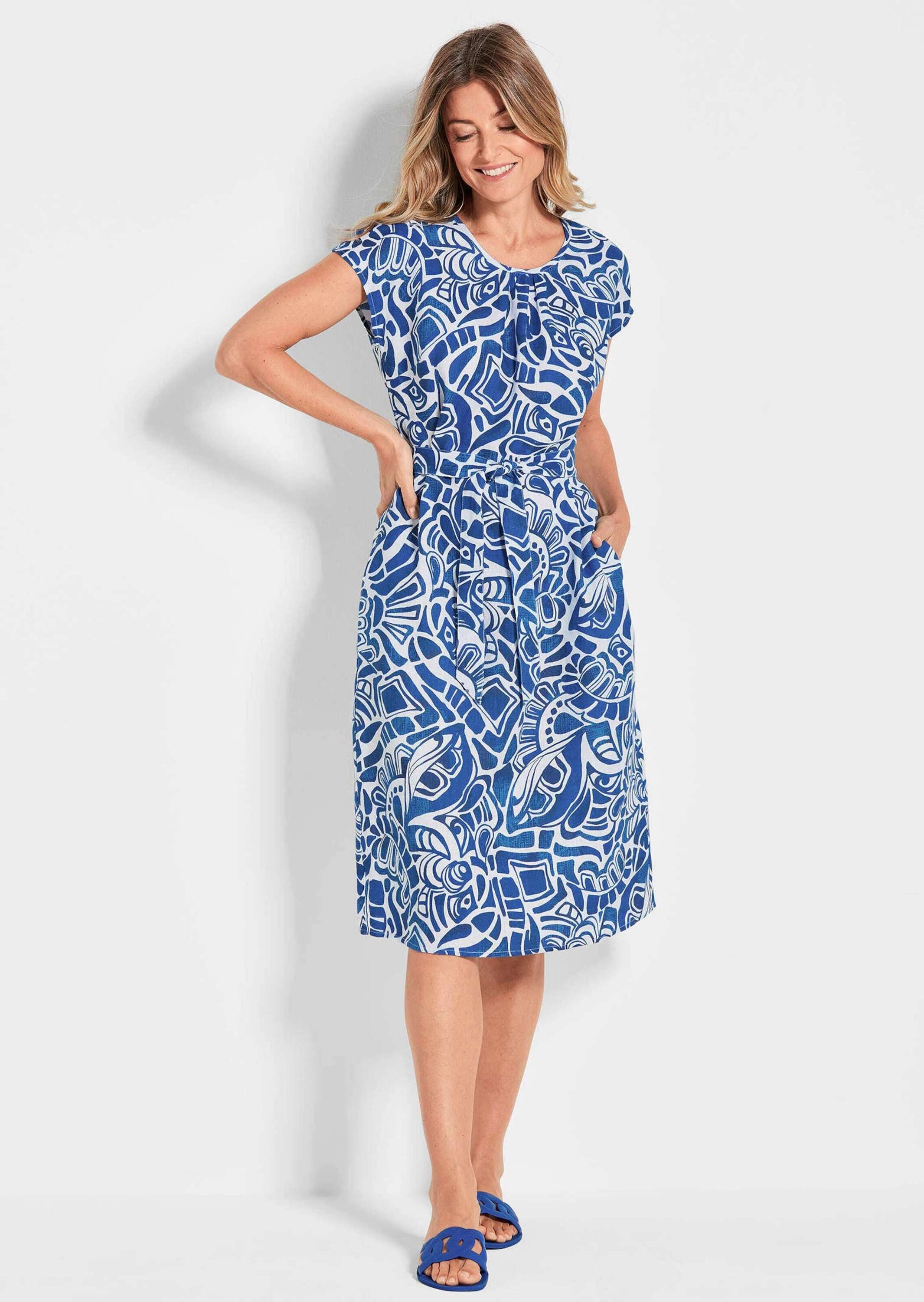 GOLDNER Sommerkleid »Leinenkleid Ethno, Halbarm«
