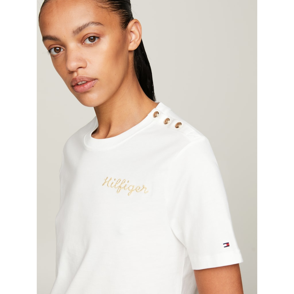 Tommy Hilfiger T-Shirt »REG GOLD BUTTON C-NK SS«