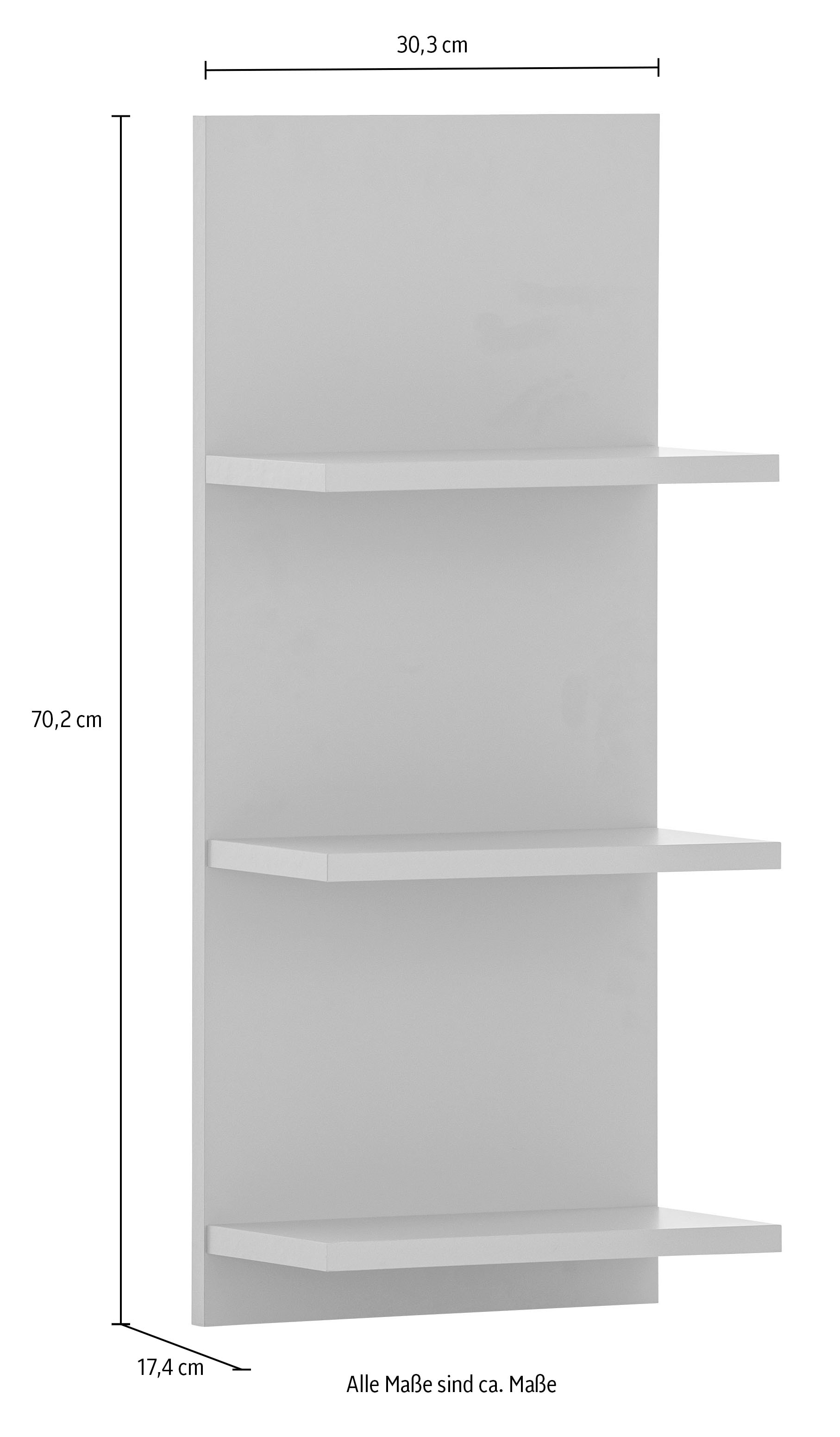 welltime Wandregal »Palermo, Breite 30 cm made in Germany«, 3 Regalböden