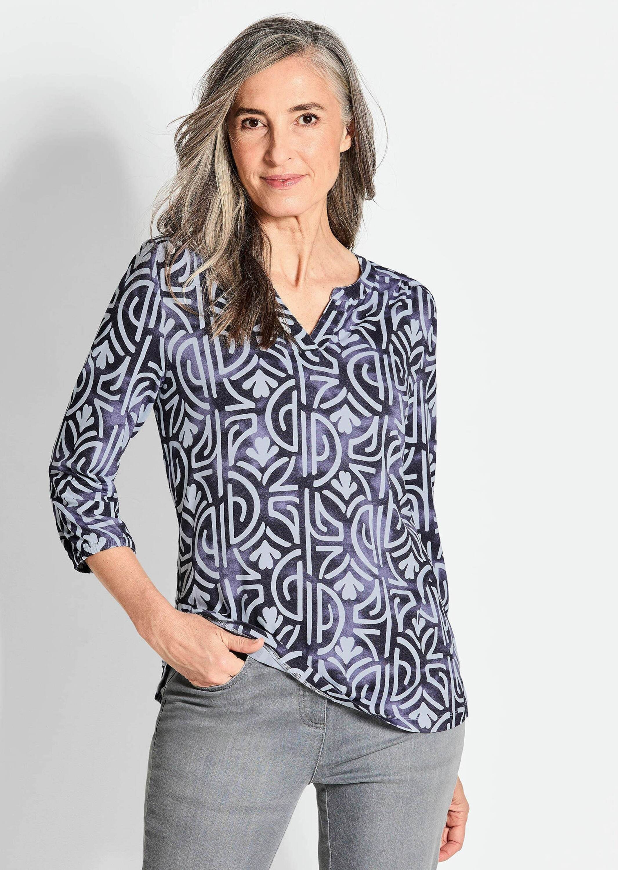 Thumbnail - GOLDNER Schlupfbluse "Bluse mit Muster, Halbarm"