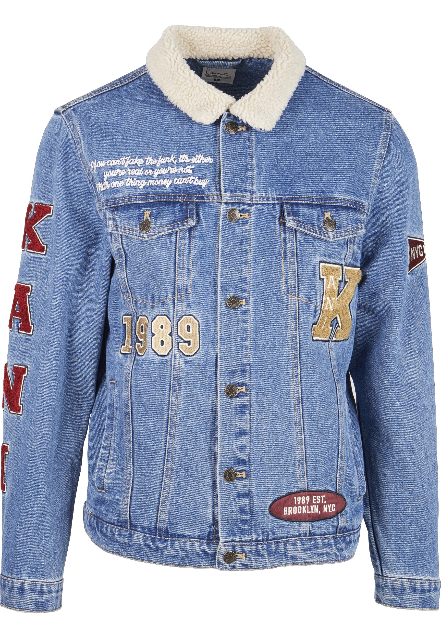 Karl Kani Jeansjacke "Karl Kani Herren KM224-030-1 KK OG Patched Denim Jacket" 1 Stk. tlg. ohne Kapuze