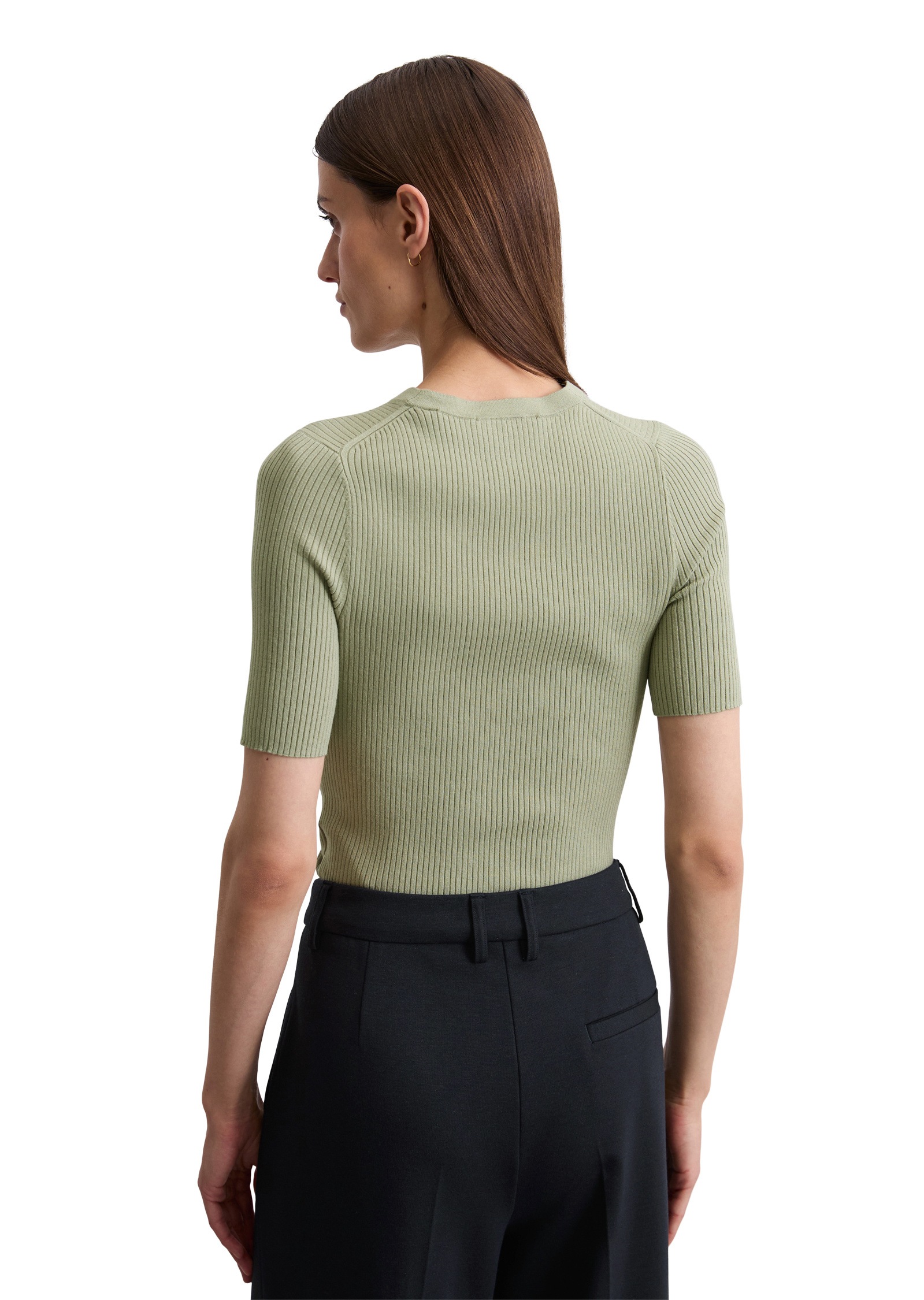 Rundhalspullover MARC O'POLO "aus Viskose-Mix", Damen, Gr. XS, smooth sage, Obermaterial: 80% Viskose, 20% Polyester, unifarben, Rundhals, Pullover Rundhalspullover 2