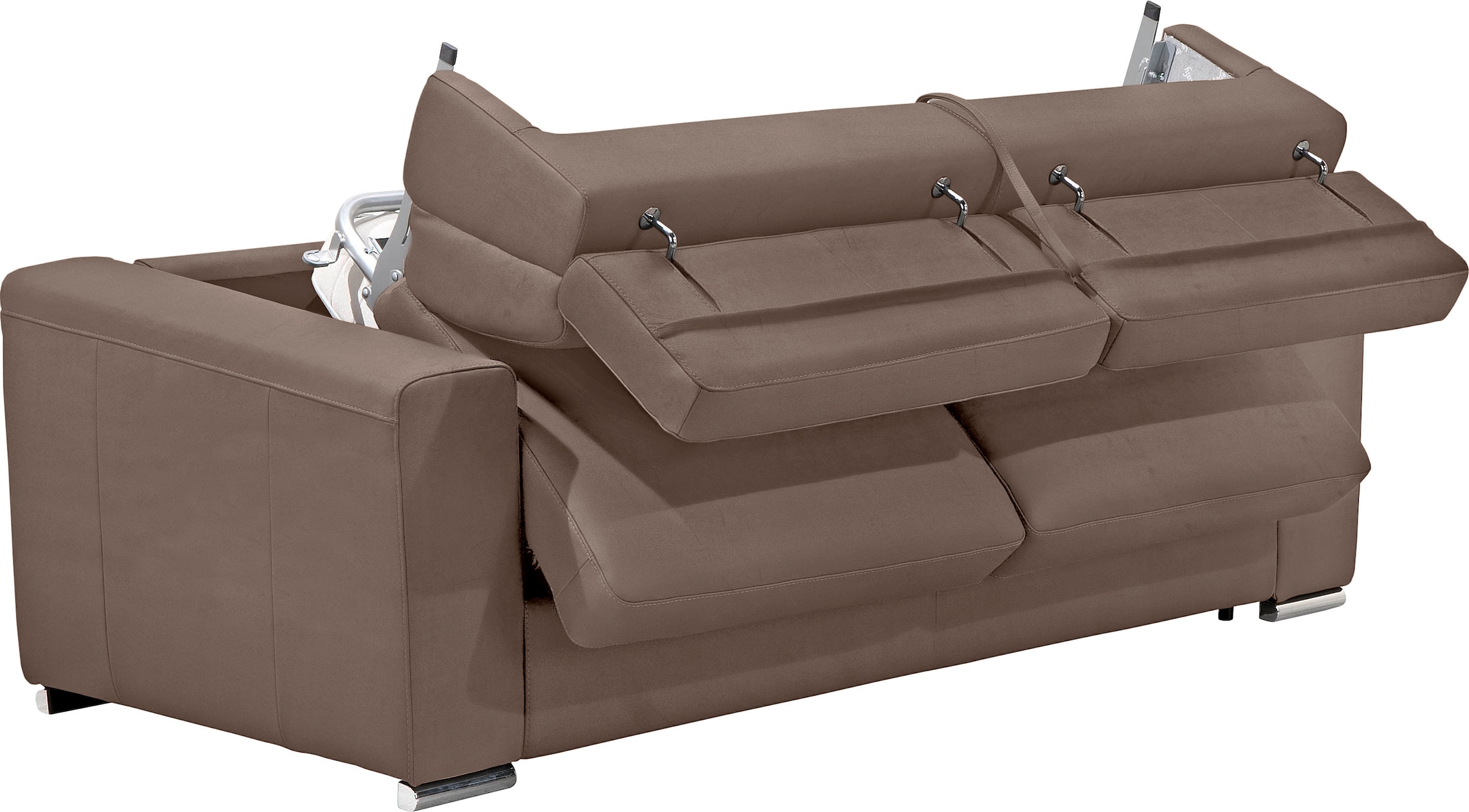 Egoitaliano Schlafsofa »Cabiria, Design und super Sitz- und Liegekomfort«, Sofa inkl. Schlaffunktion, Kopfteile verstellbar, mit Metallfüßen